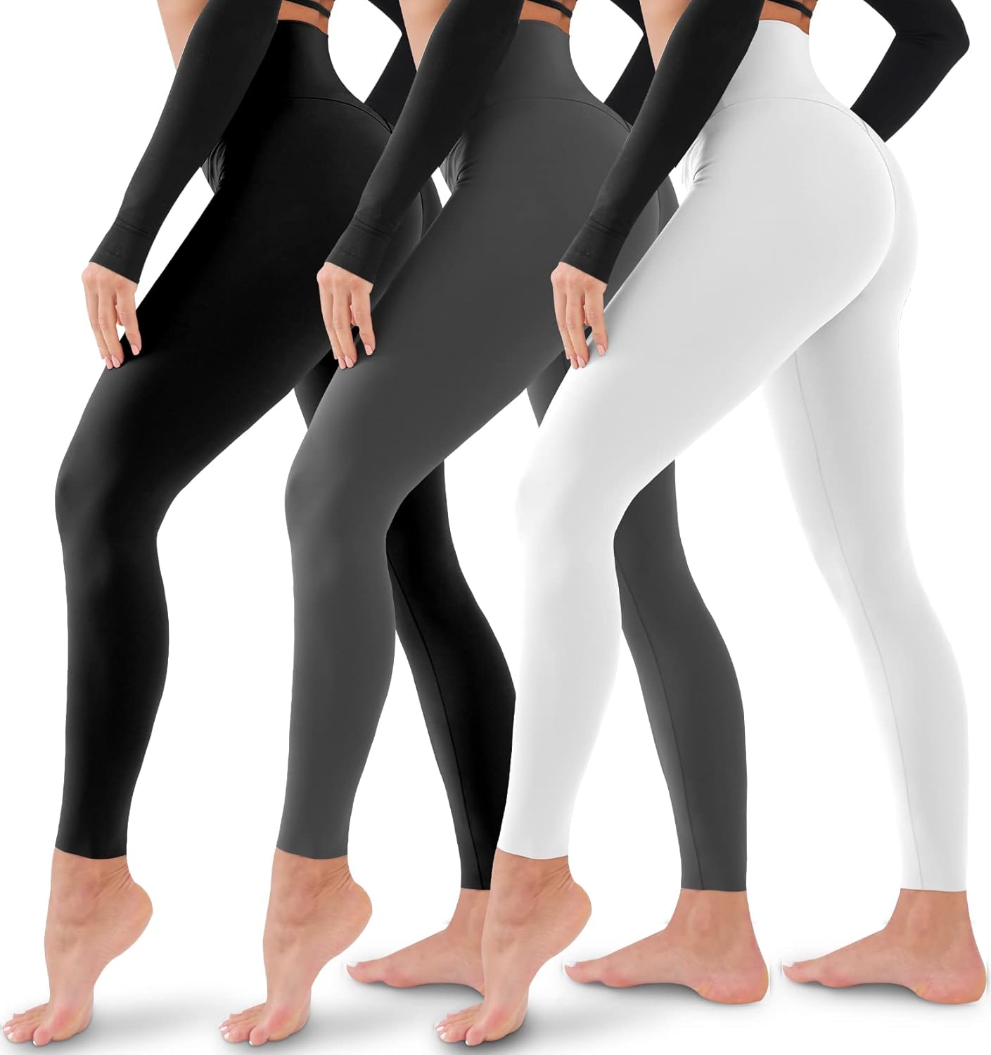 3 Pack Leggings for Women Tummy Control High Waisted No See