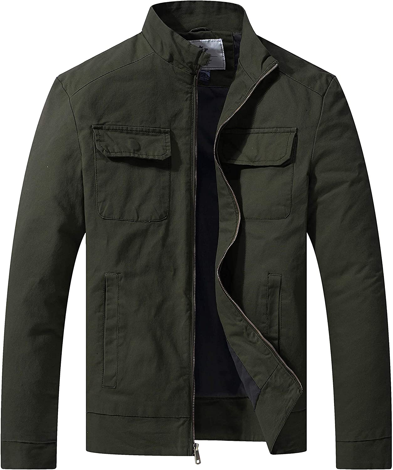 WenVen Men's Cotton Canvas Lightweight Casual Military Jacket | eBay