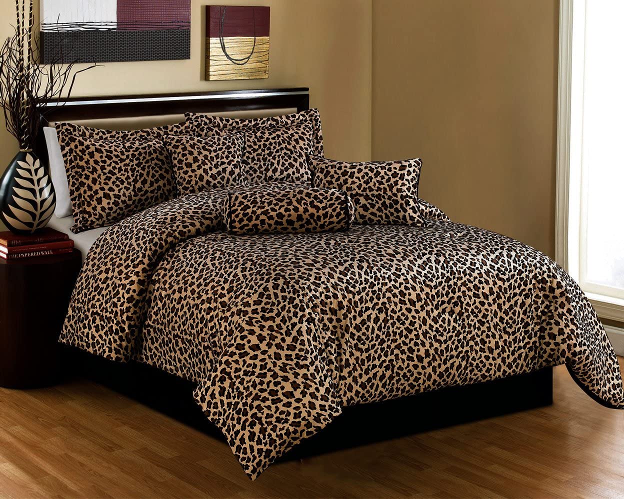 Grand Linen Black/Brown Comforter Set Leopard/Zebra Print Microfur Bed in A  Bag | eBay