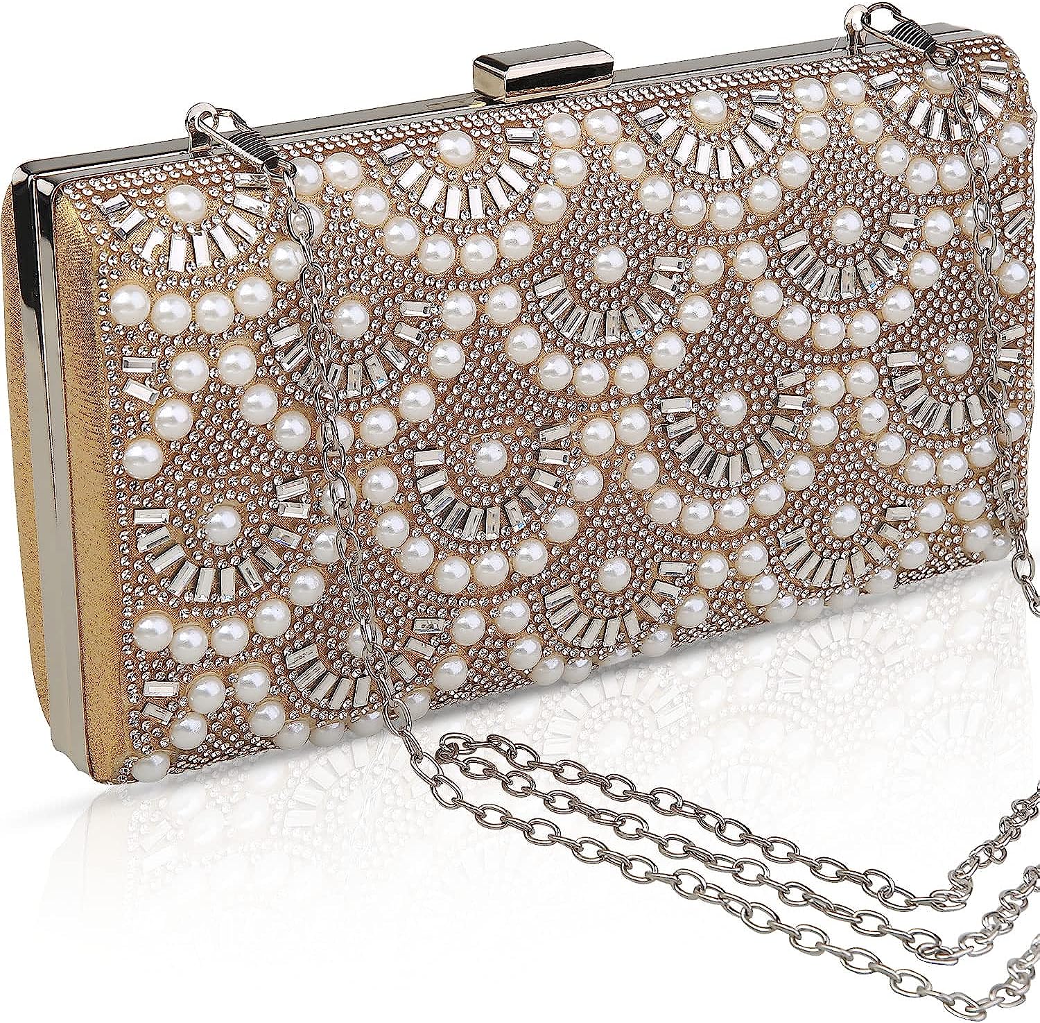 New Fashion Women Evening Bag Pearl Clutch Party Hand Bag