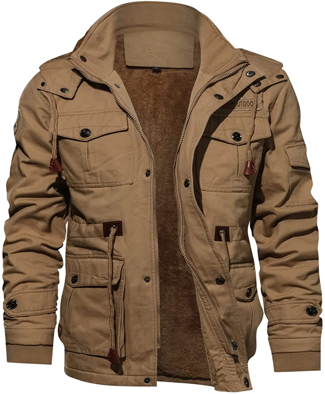 TACVASEN Men's Jacket-Casual Winter Cotton Military Jacket Thicken Hooded  Cargo