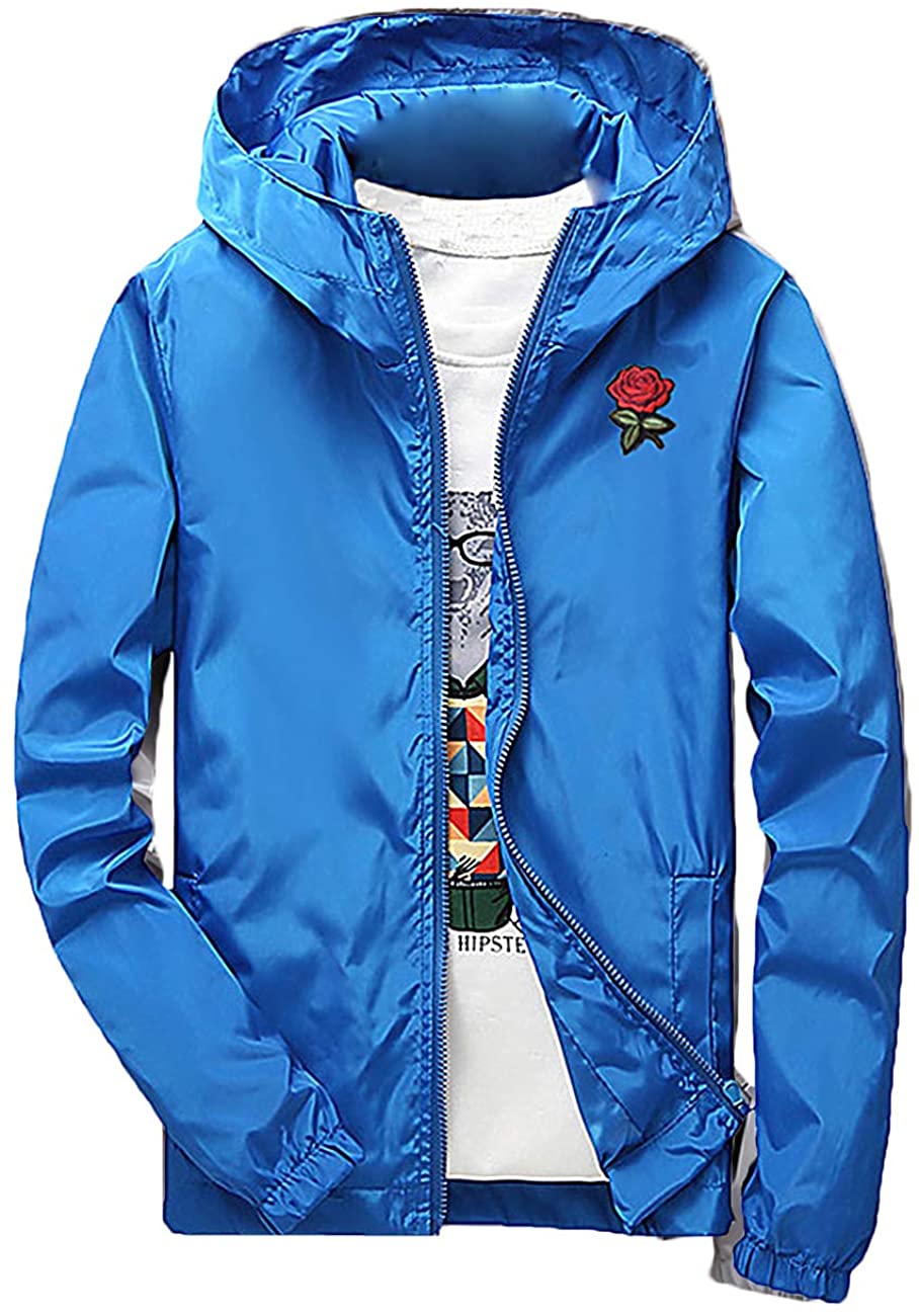  KLL Men's Windbreaker Jacket Lightweight Slim Fit Windproof Zip  Up Mens Coats Cycling Sportwear S Watercolor Daisy Flowers and Butterfly :  Clothing, Shoes & Jewelry