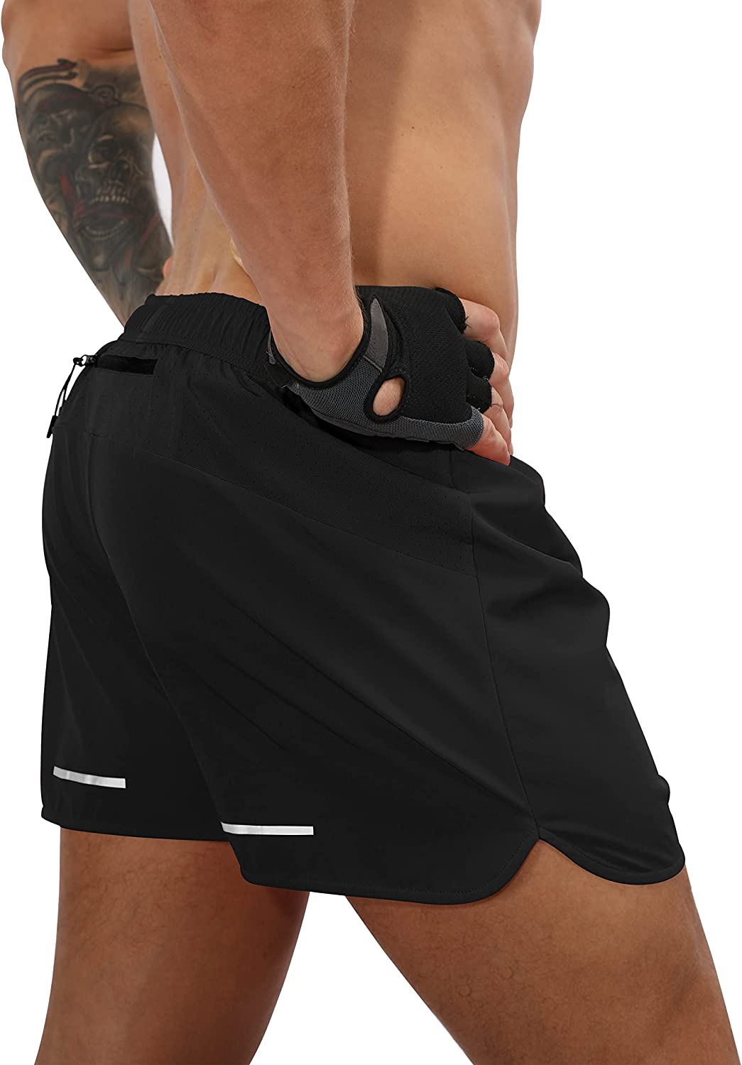 ODODOS Men's 3 Running Shorts with Back Zipper Pocket Quick Dry