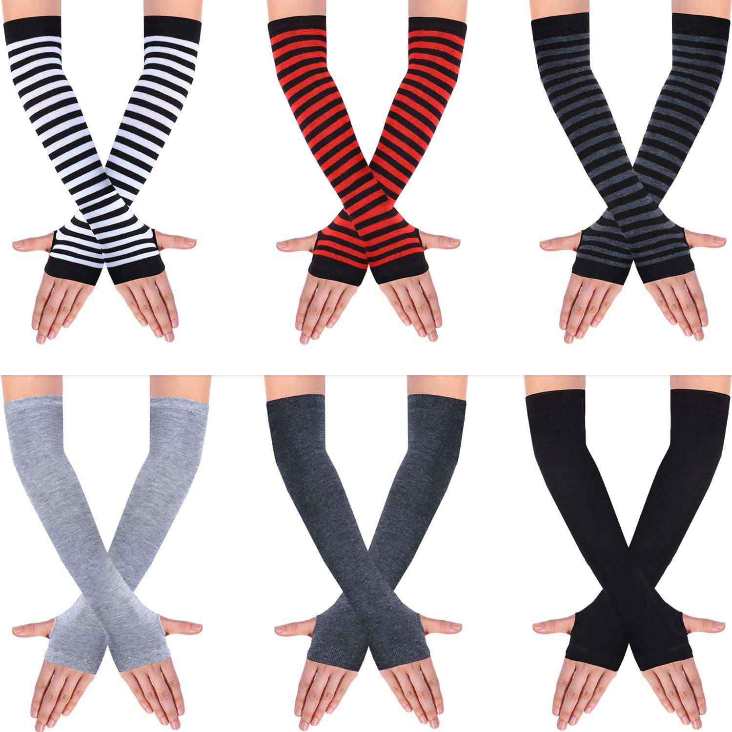 SATINIOR 3 Pairs Women Fingerless Gloves Winter Half Finger Knit Gloves for Women Men