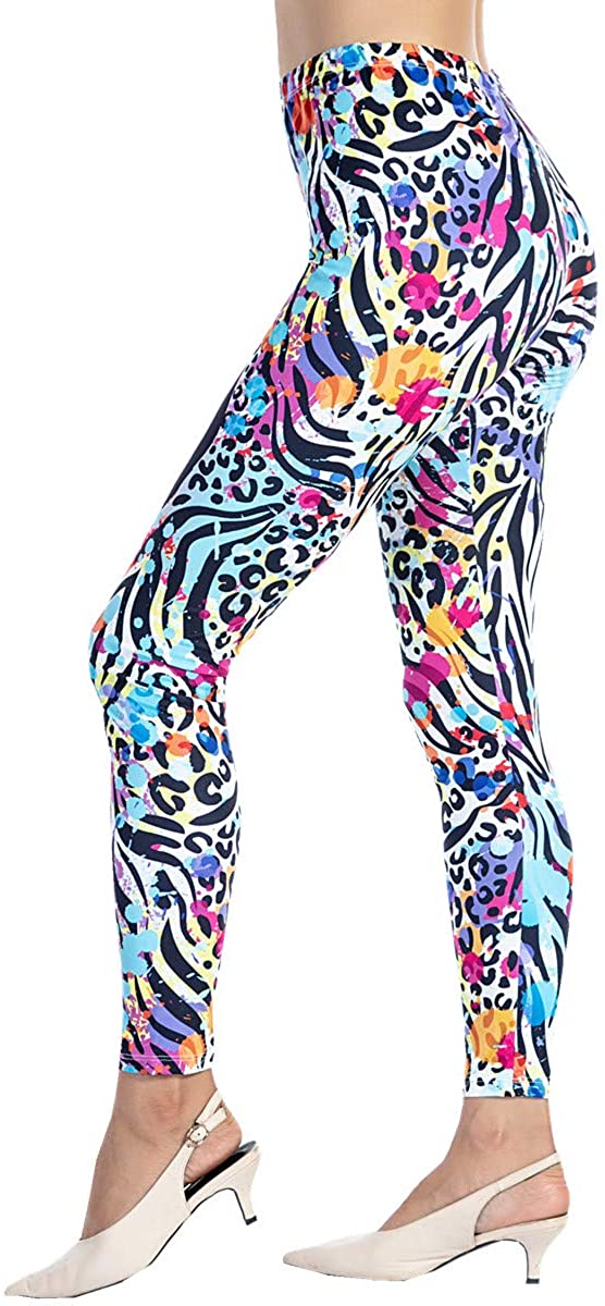 Ndoobiy Women's Printed Leggings Full-Length Regular Size Workout Legging  Pants