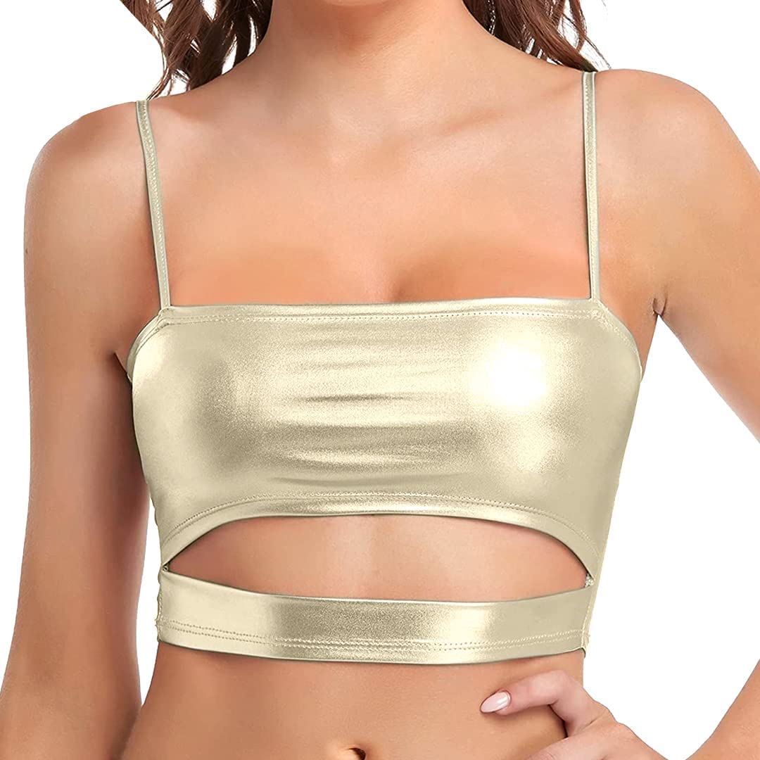 Women's Reflective Crop Tops Festival Rave Outfits Girls Club Tank Vest