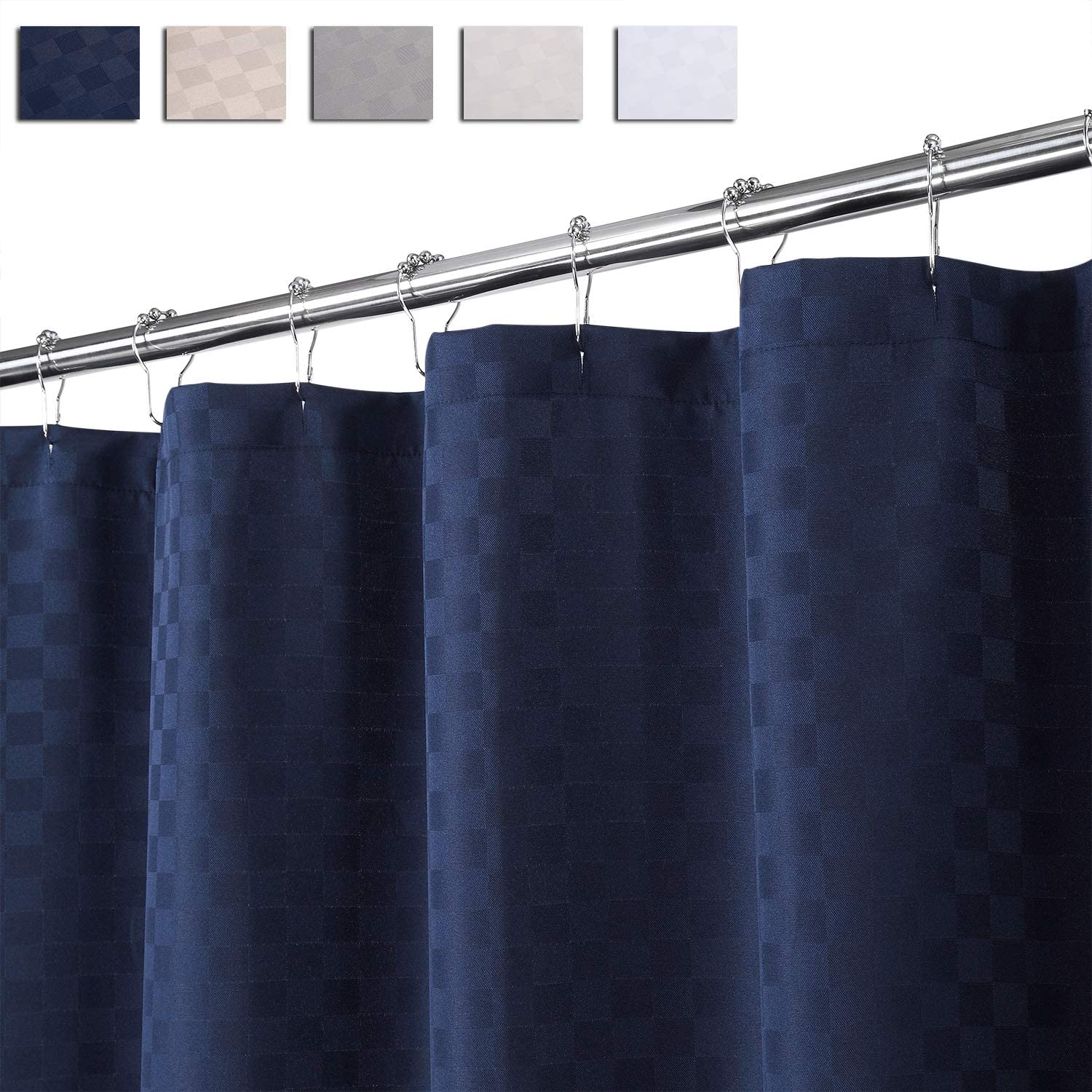 72x84 Inch Hotel Luxury 190GSM Heavy Weight Polyester Bath Shower Curtain Navy Blue 180x210 cm Extra Long Shower Curtain Navy Blue 