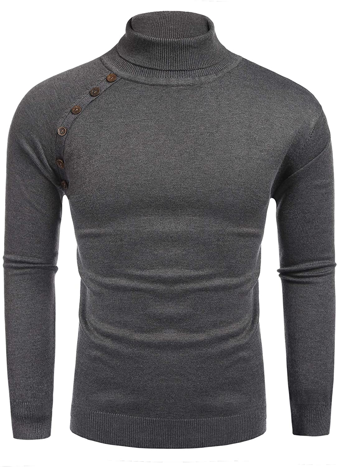COOFANDY Men's Turtleneck Knit Casual Cable Ribbed Pullover High Neck ...
