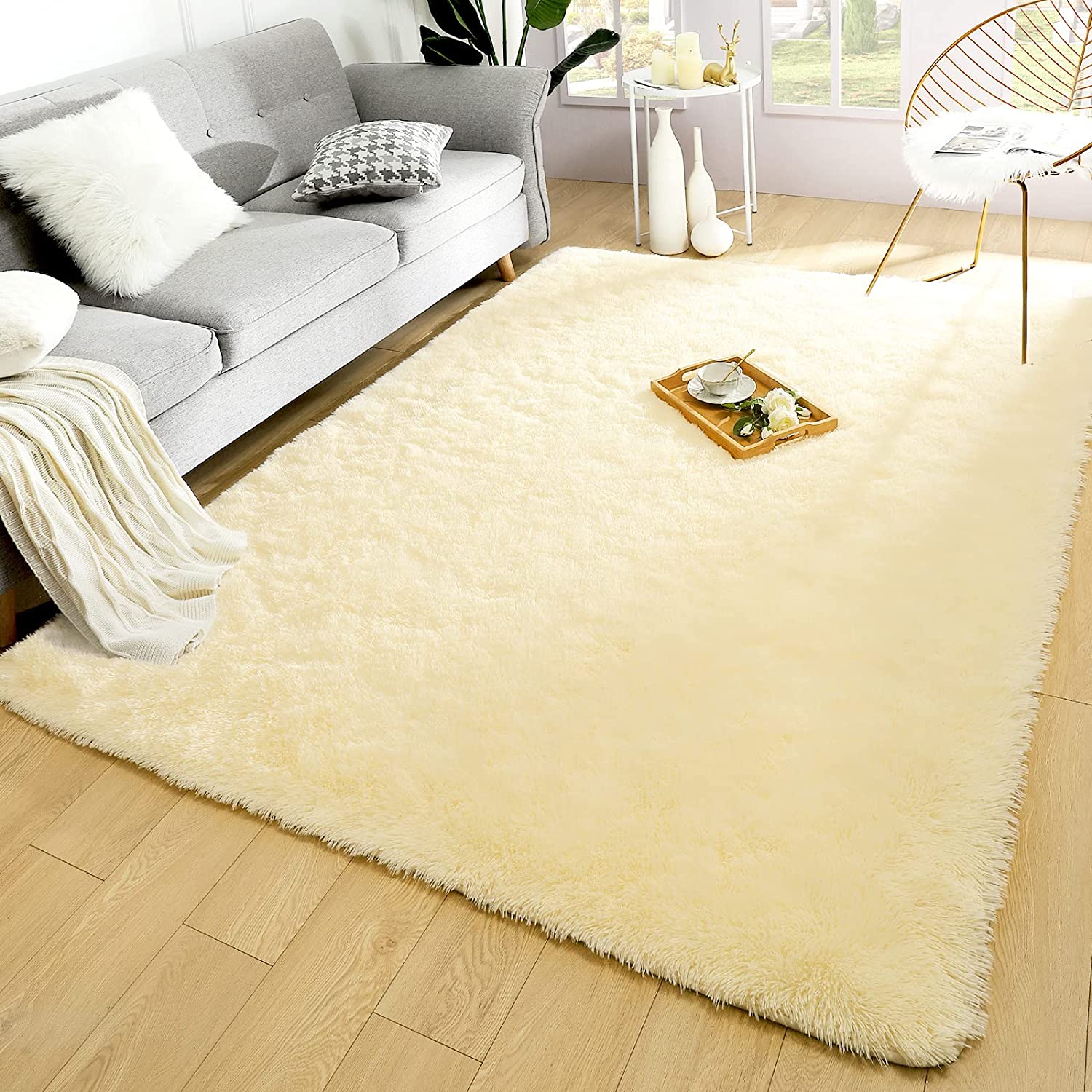 Merelax Soft Modern Indoor Shaggy Area Rug for Bedroom Livingroom
