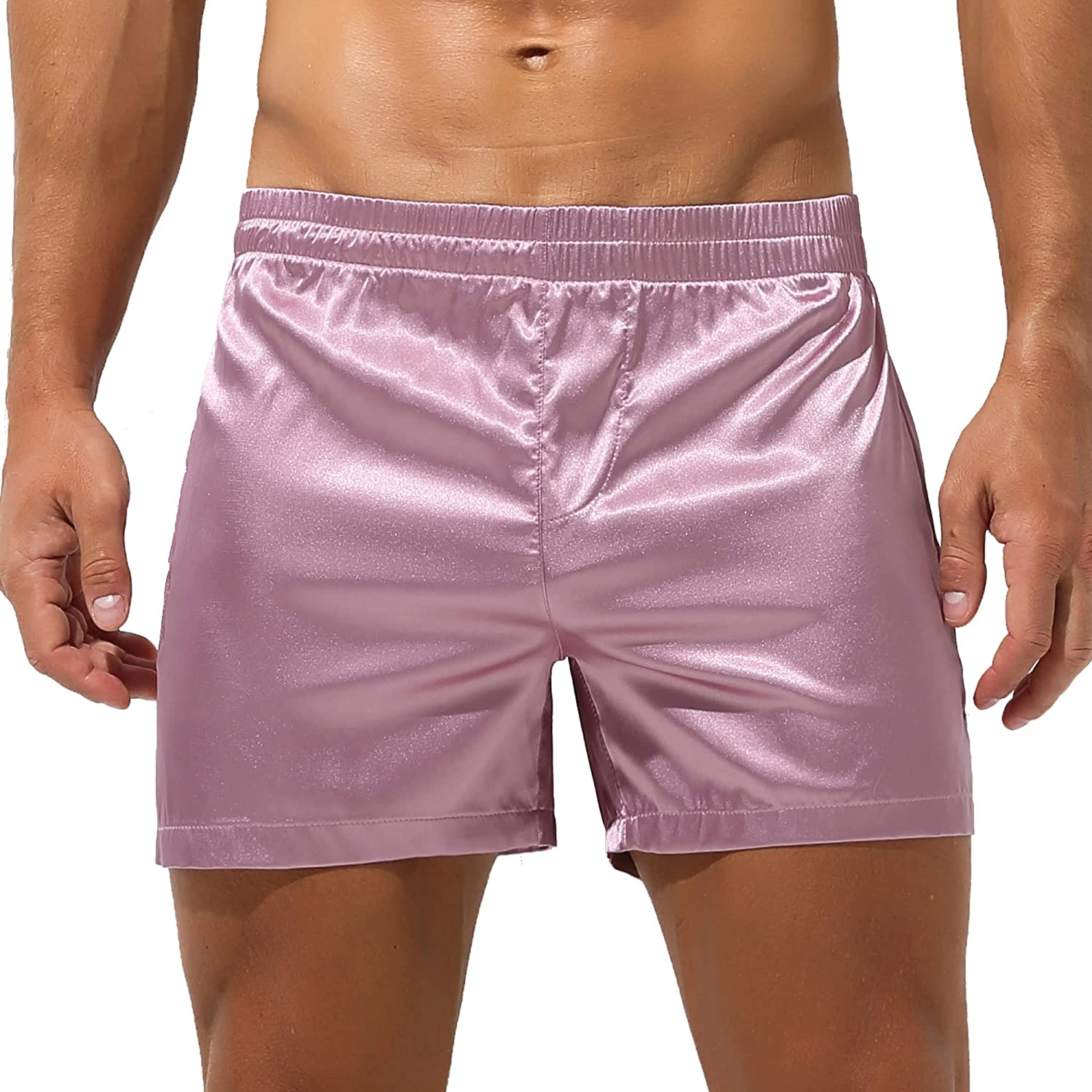 YOOBNG Men's Silk Stain Boxer Shorts Pajama Sleepwear Luxury Lounge Underwear Bottoms with Elastic Waist 