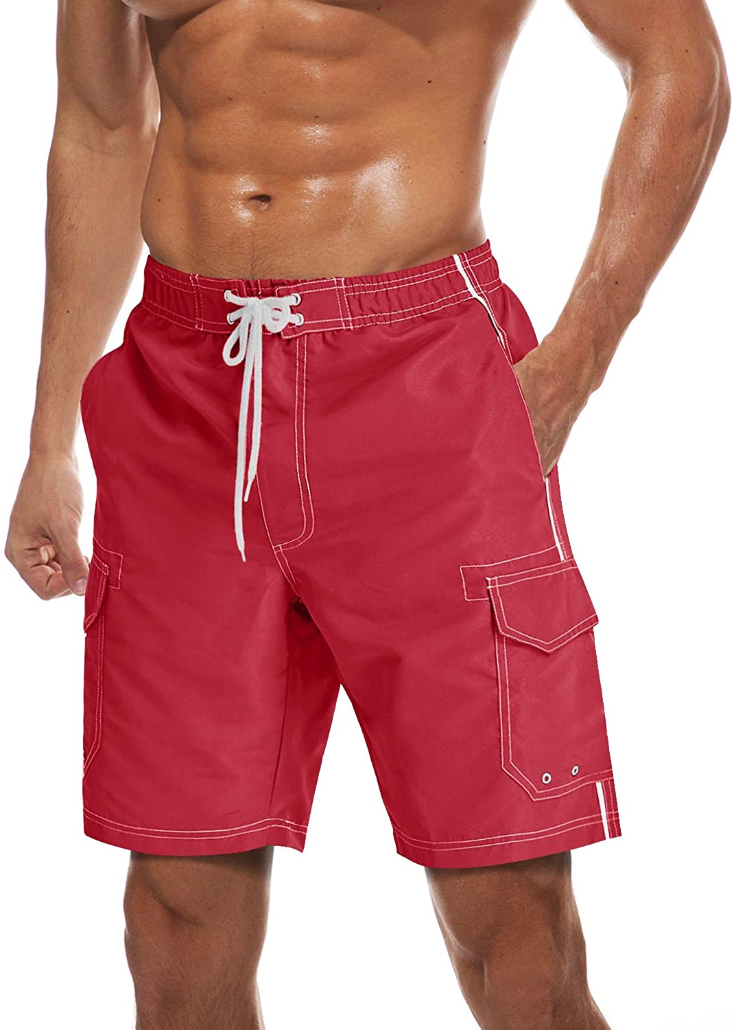 TACVASEN Men's Summer Quick Dry Swim Trunks Bathing Suit Shorts with Lining Men 