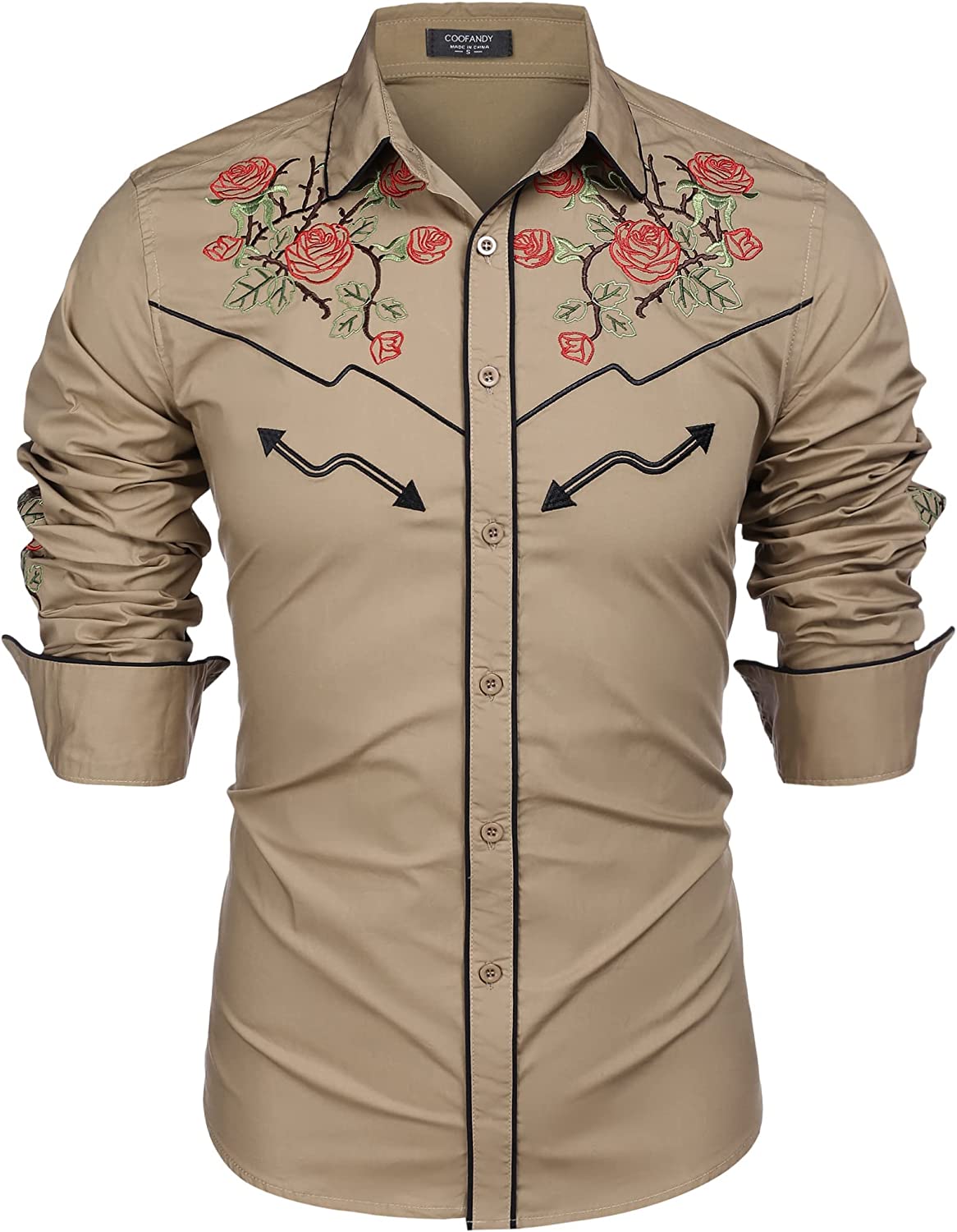 COOFANDY Men's Western Cowboy Shirts Long Sleeve Cotton Casual Button Down  Work Shirt with Pockets : : Clothing, Shoes & Accessories