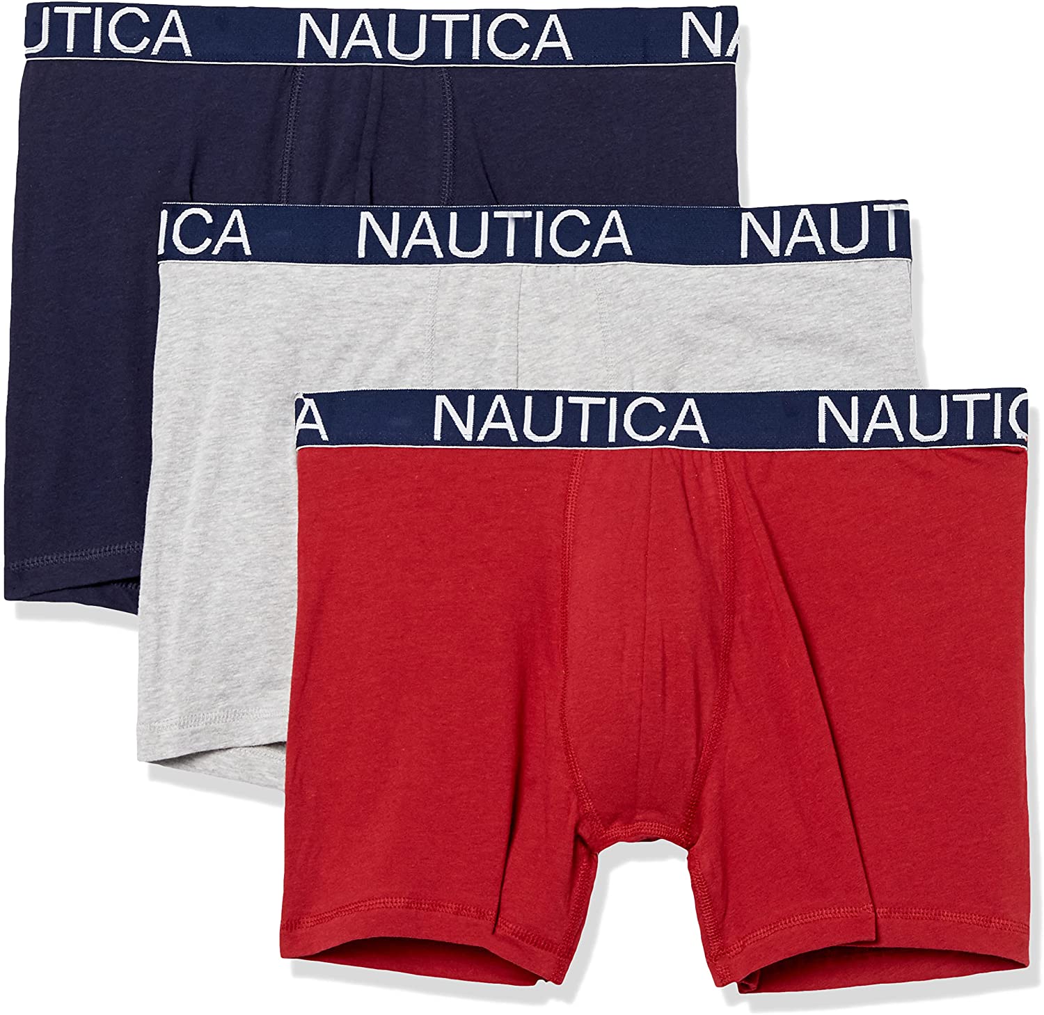 Nautica Men's 3-Pack Classic Underwear Cotton Stretch Boxer Brief, Black,  Small