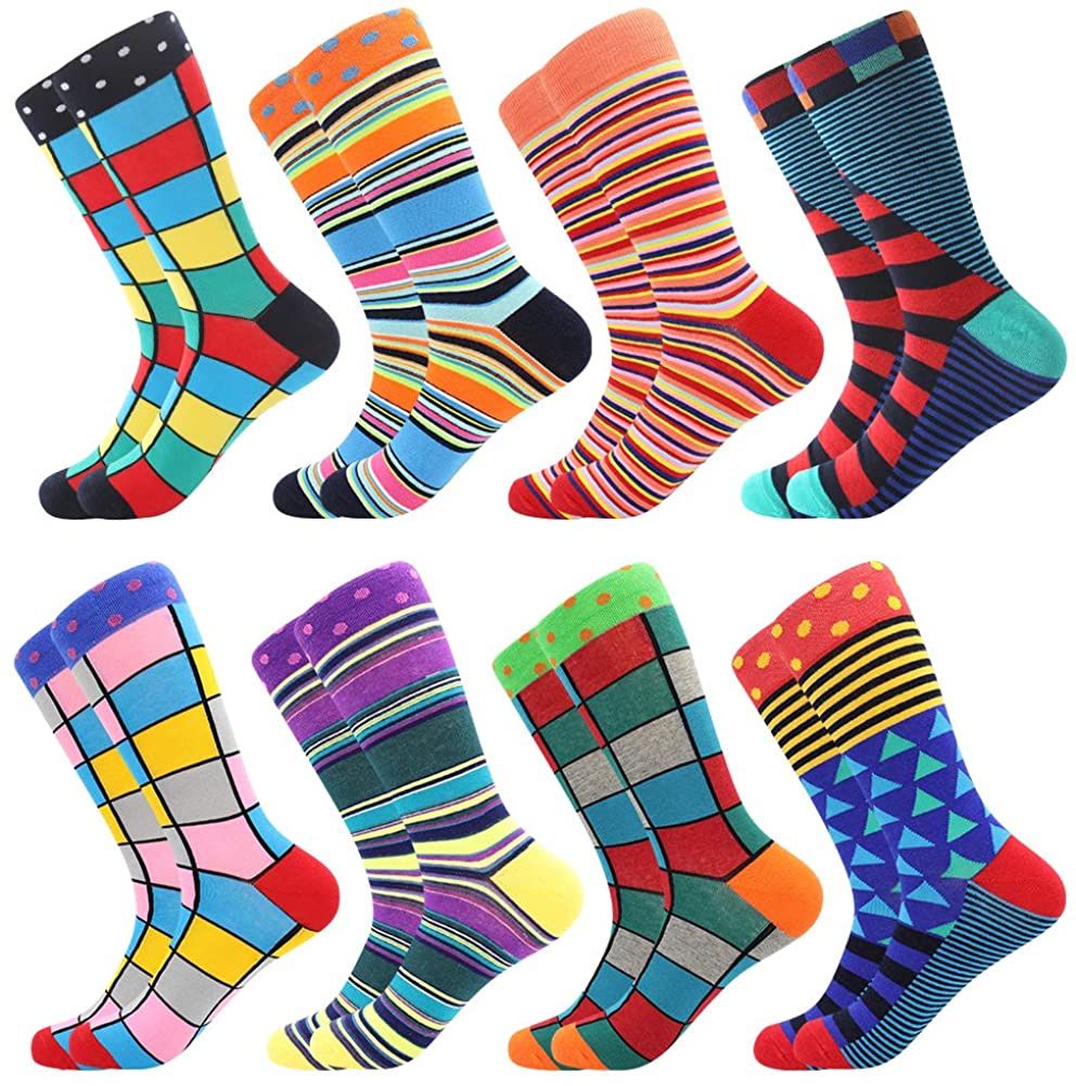 Bonangel Mens Fun Dress Socks-Colorful Funny Novelty Crew Socks Pack,Art Socks