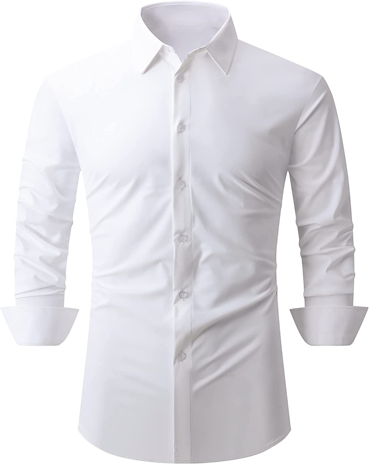 SAMERM Mens Dress Shirt Wrinkle Free Moisture Wicking 4-Way High Stretch  Super Soft Casual Button Down Shirts