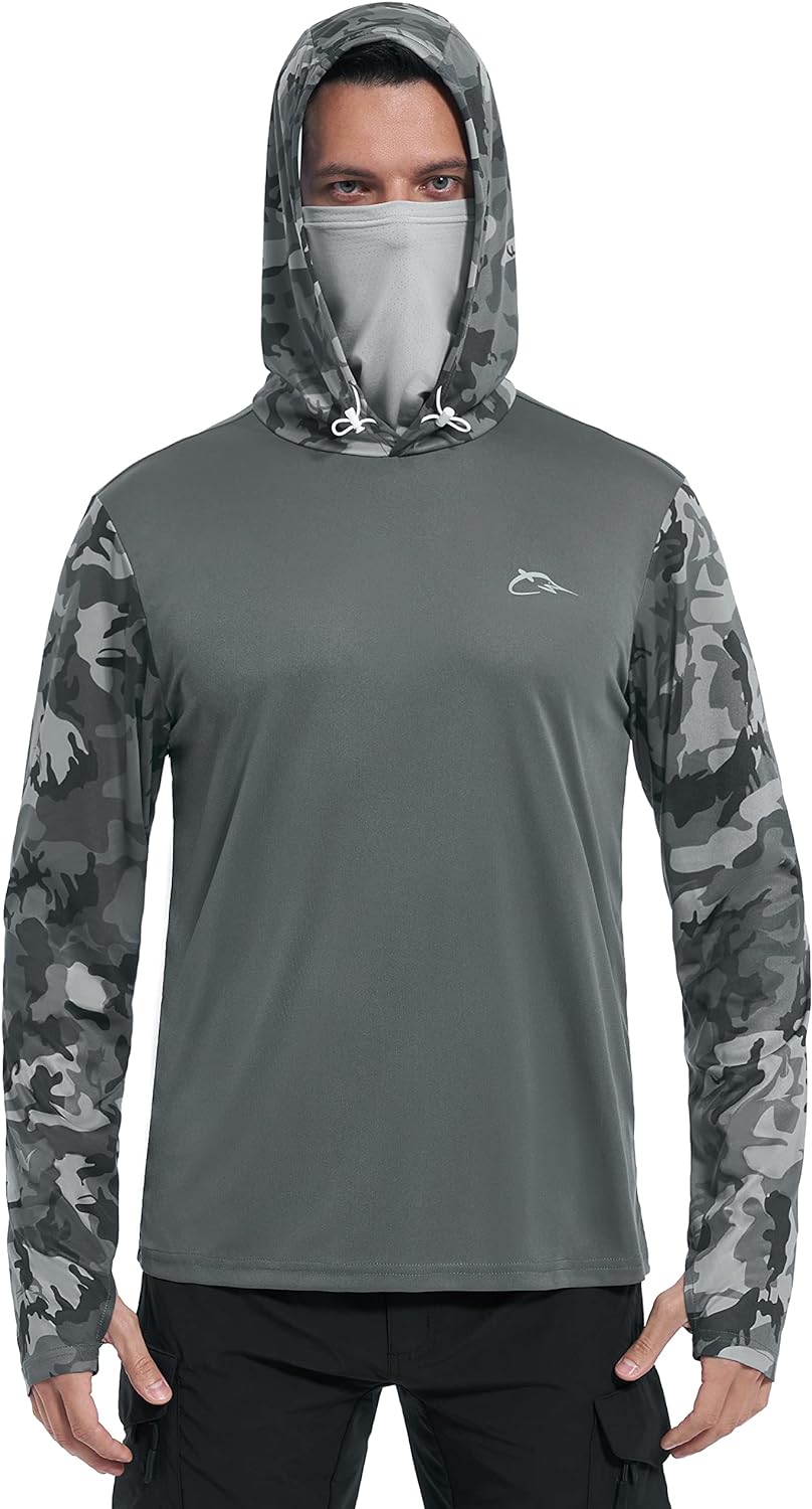 Fishingfins Performance Camo Hoodie Fishing Shirt Gray L