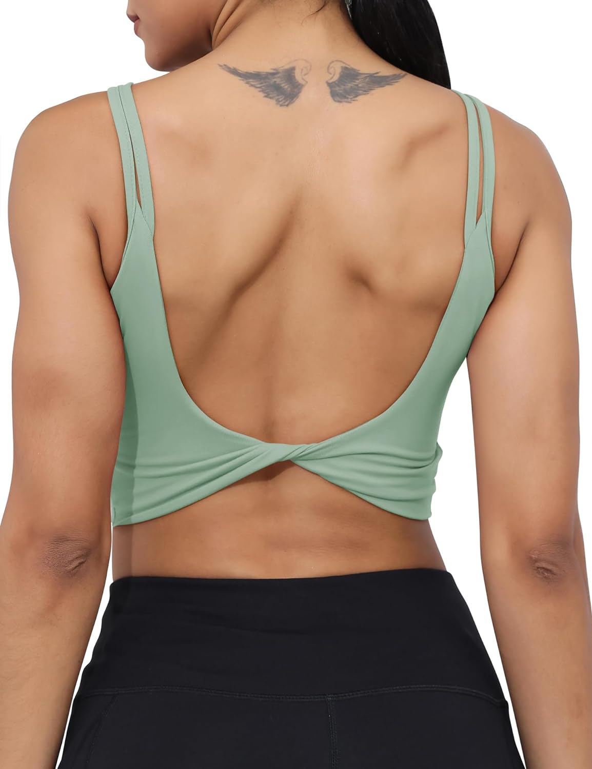 LUYAA Womens Workout Sports Bras Backless Padded Yoga Tank Tops