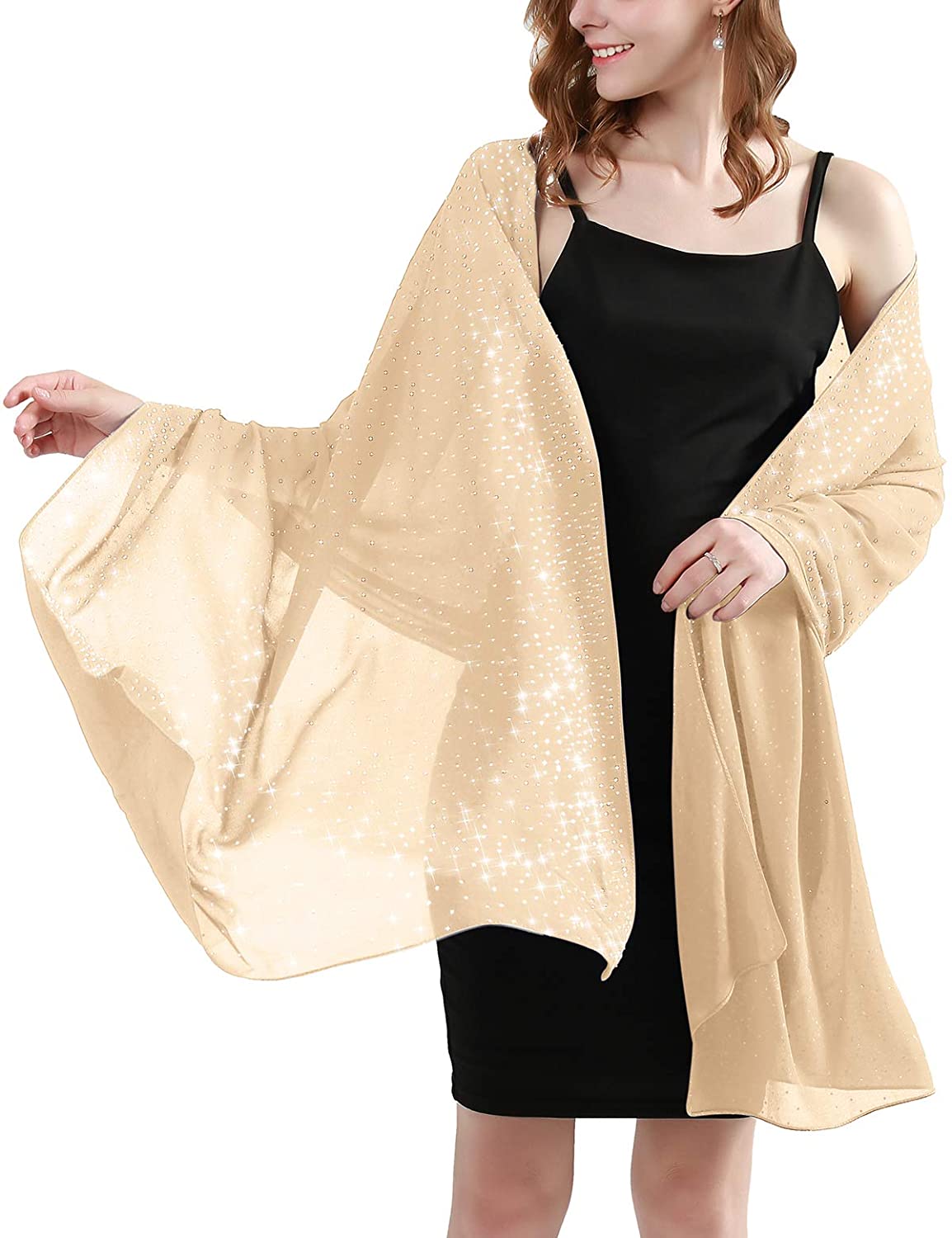 Banetteta Soft Chiffion Sparkly Rhinestone Shawls and Wraps for Evening ...