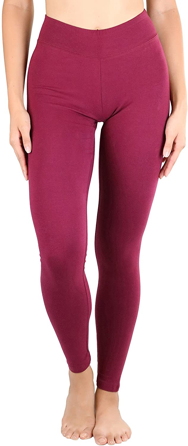 ToBeInStyle Women's Single Medium Weight Breathable Cotton-Spandex Leggings