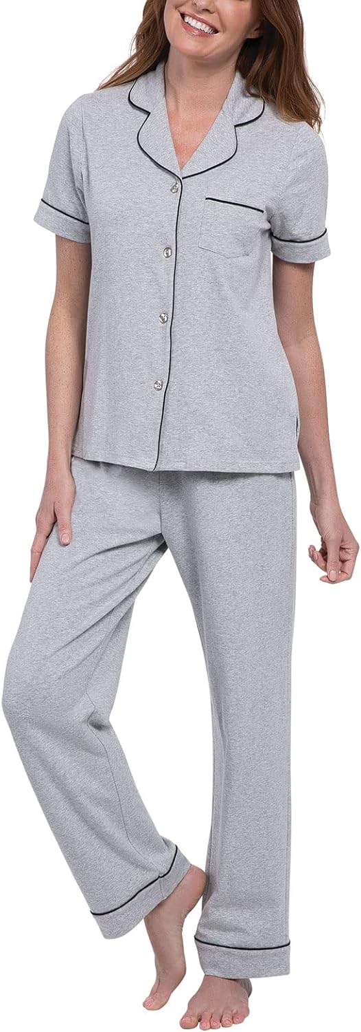 PajamaGram Women's Pajamas - PJ For Women Set, Short Sleeve, 100