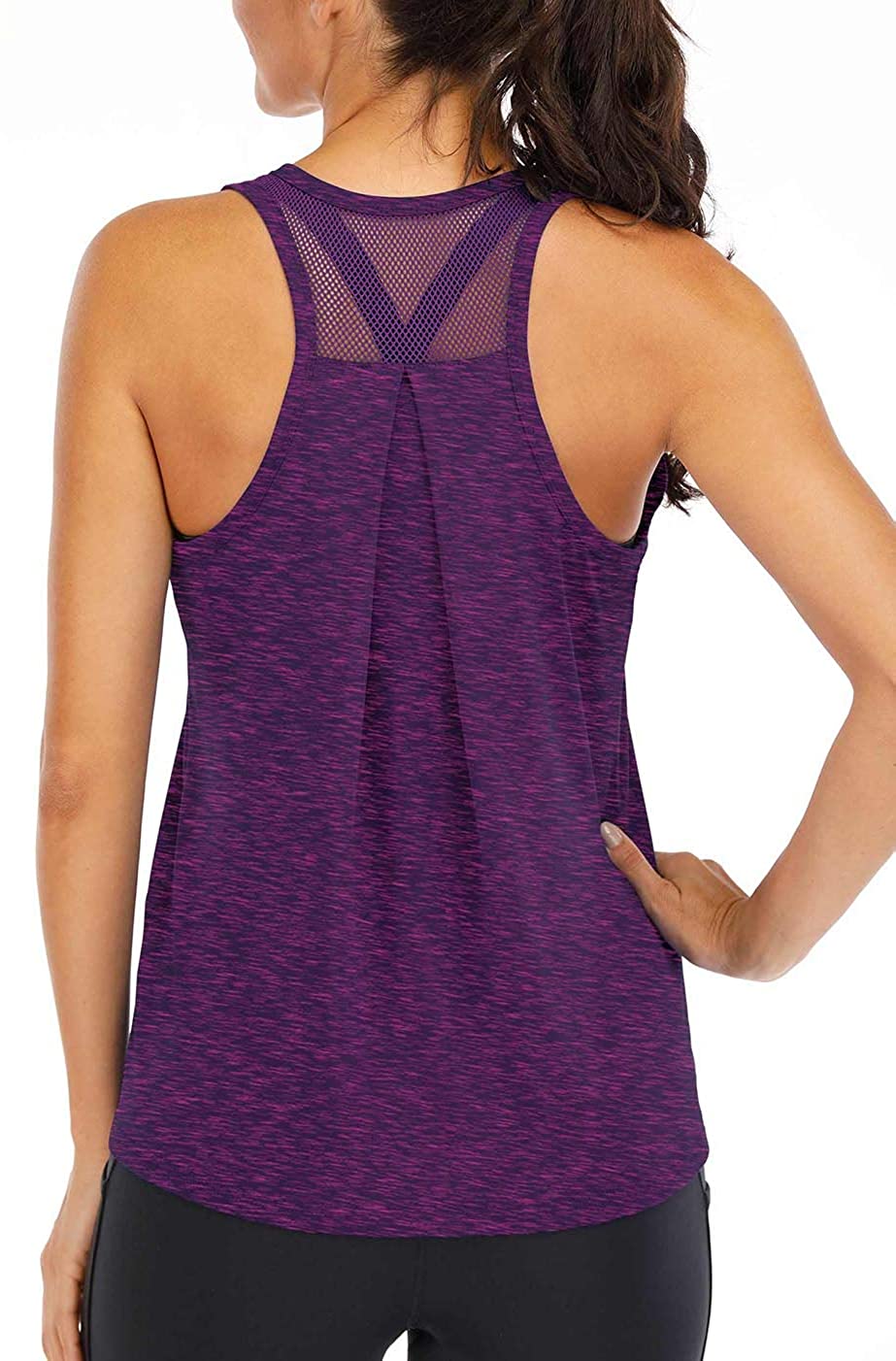  ICTIVE Workout Tank Tops for Women Loose fit Yoga Tops for Women  Mesh Racerback Tank Tops Open Back Muscle Tank Workout Tops for Women  Running Tank Tops Activewear Gym Tops Apricot