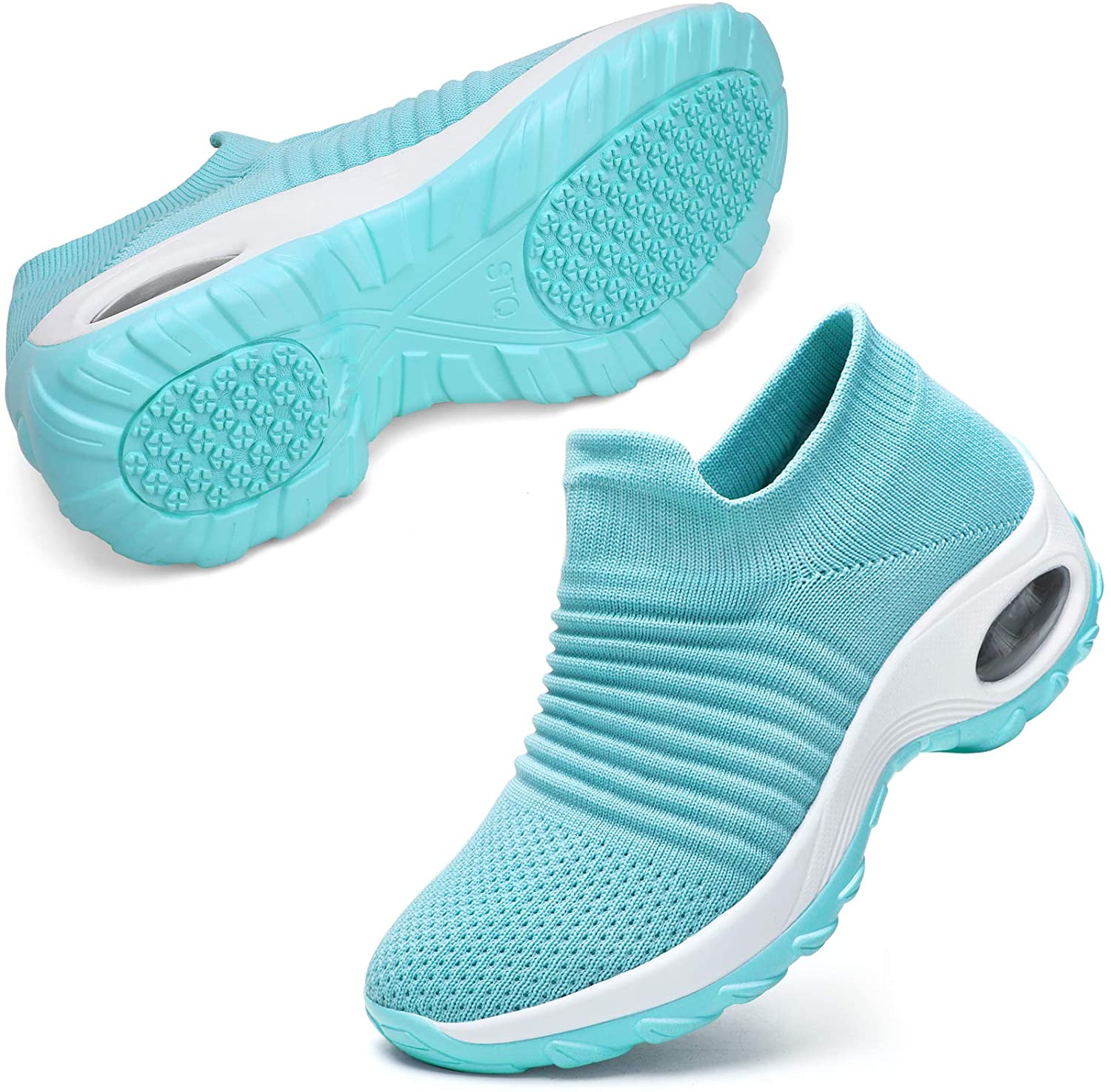 STQ Slip On Breathe Mesh Walking Shoes Women Fashion Sneakers Comfort Wedge Platform Loafers 