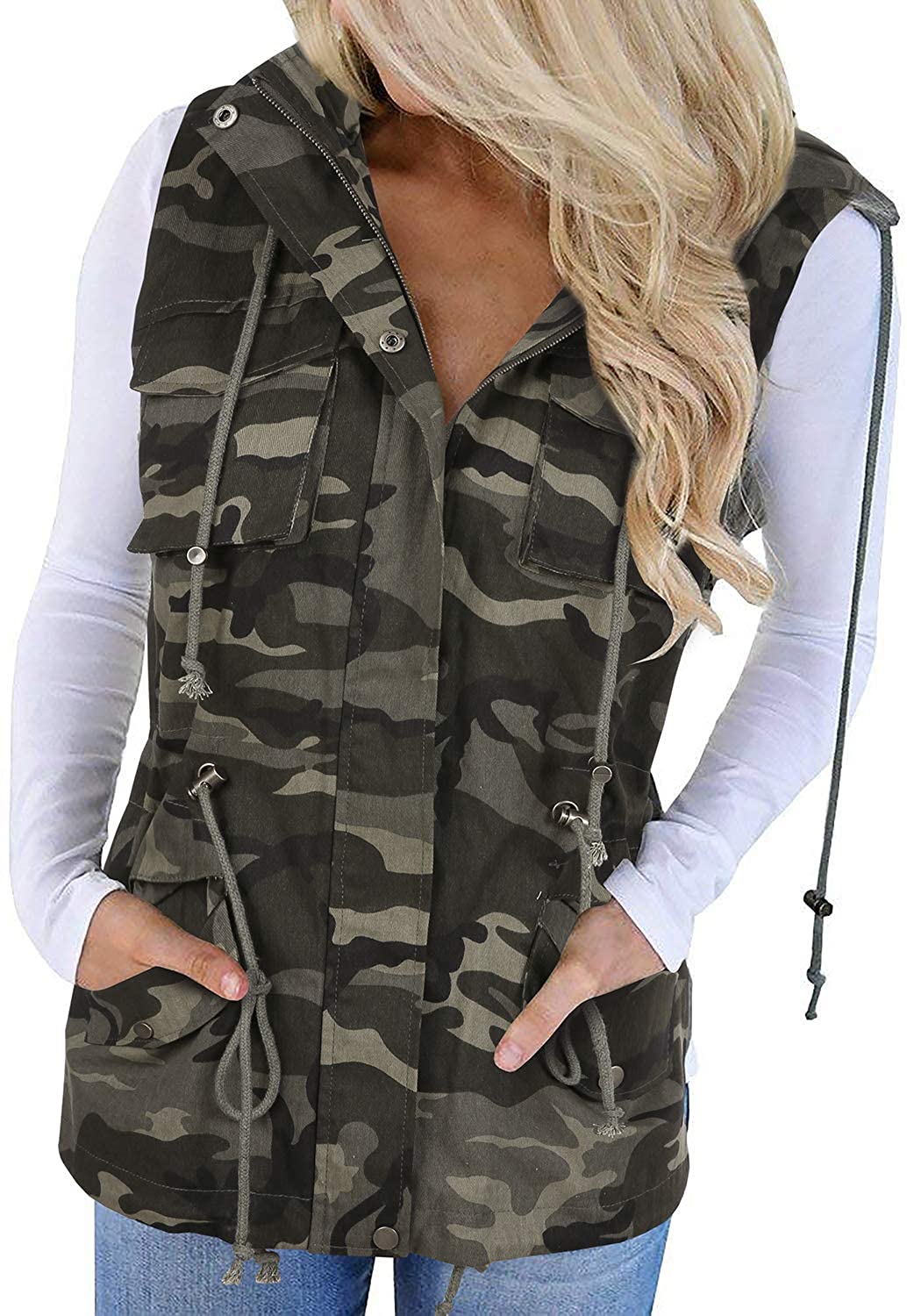 Hot sales of goods Tutorutor Womens Military Safari Camo Vest Utility ...