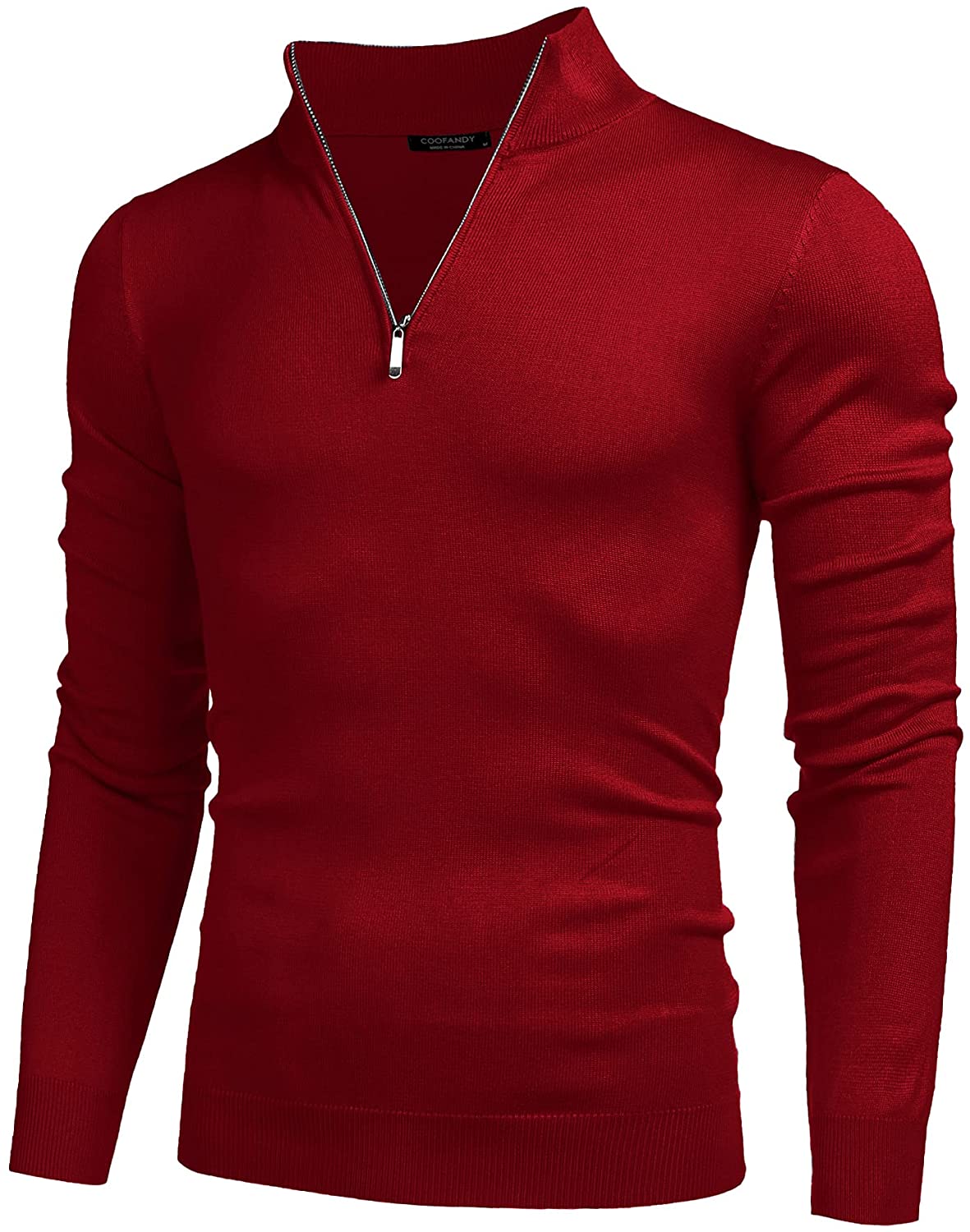 Coofandy Men's Quarter Zip Up Sweaters Slim Fit Lightweight Mock