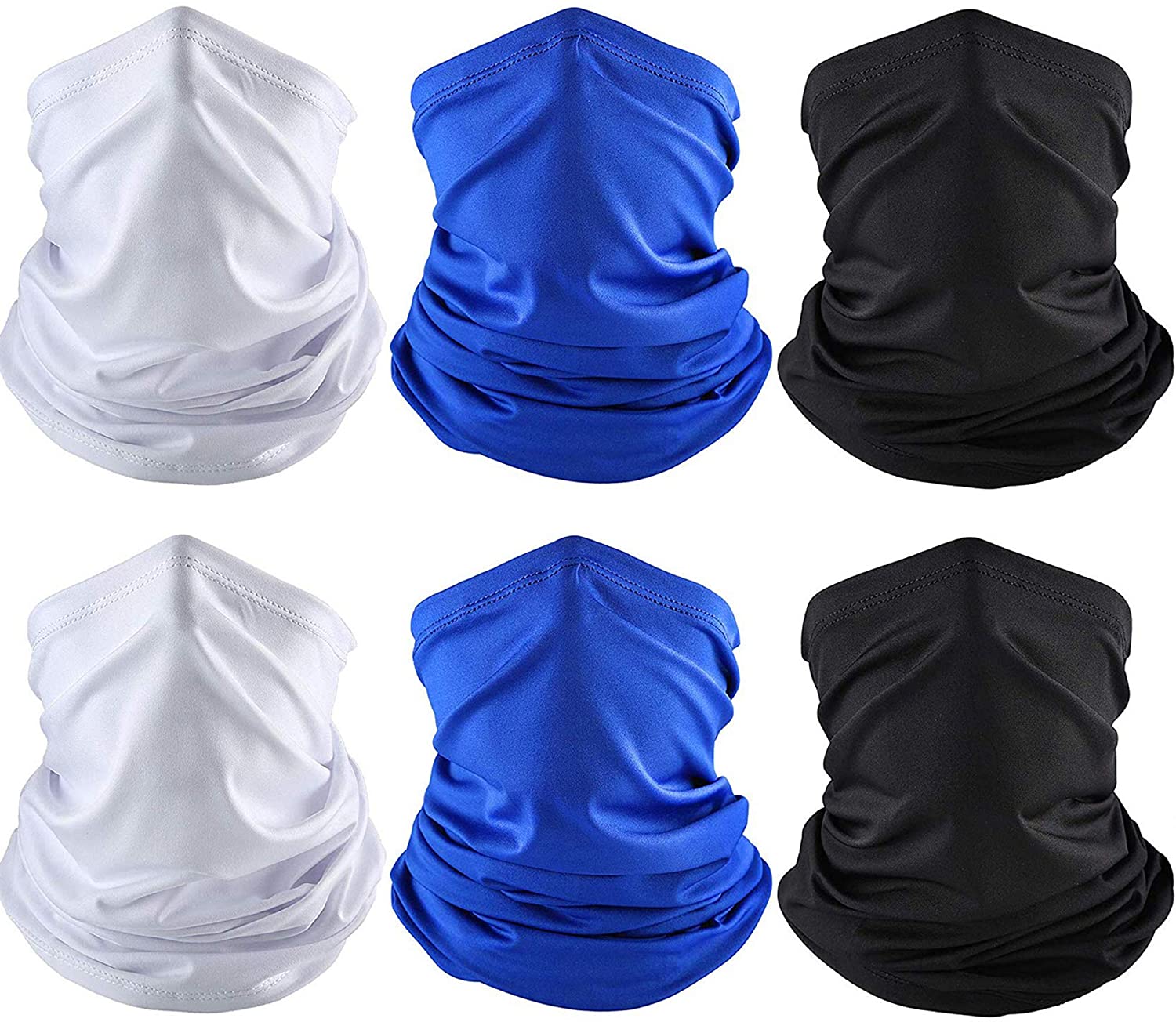 6 Pieces Summer Face Mask UV Protection Neck Gaiter Scarf Sunscreen Breathable 