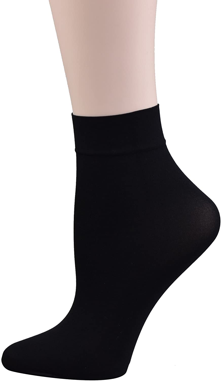 FITU Women's Sheer Nylon Ankle Tights Hosiery Socks (Black) One