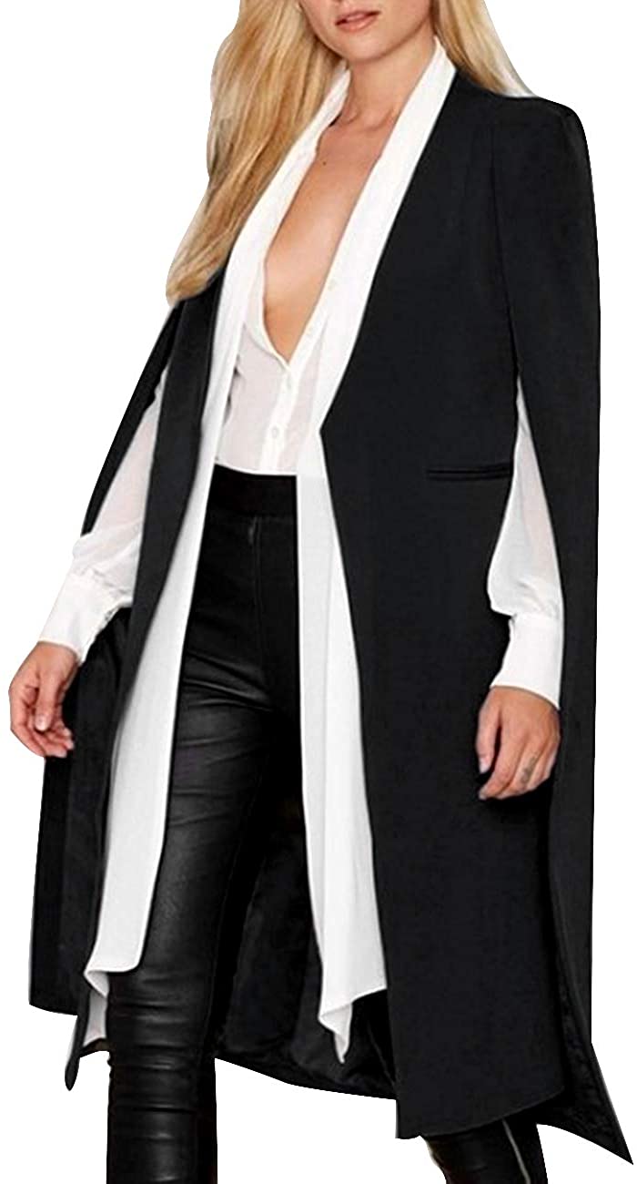 Women's Long Open Slit Sleeve Trench Cloak Capes Jacket Open Front Long  Slit Cre