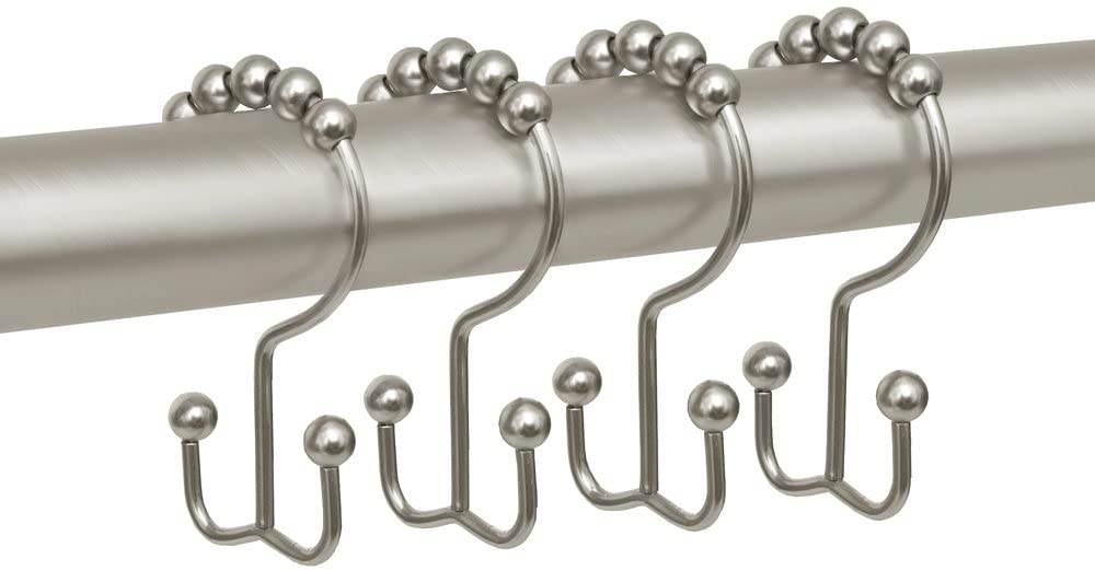 Zenith 96SS Double Shower Curtain Liner Roller Hook Chrome for sale online 