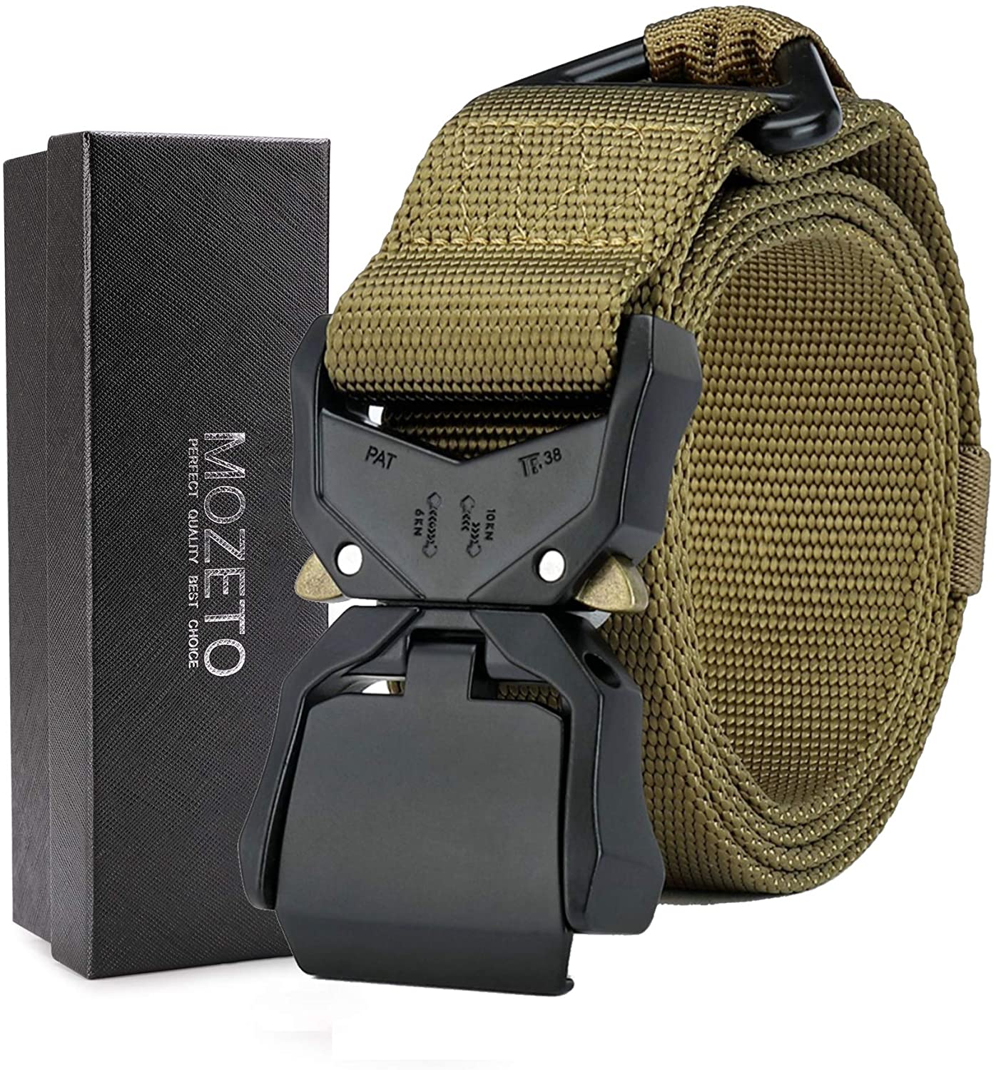 2-Pack Rigger Belt with V-ring 1.5 EDC Army Tac Belt for Men MOZETO Mens Tactical Belt 