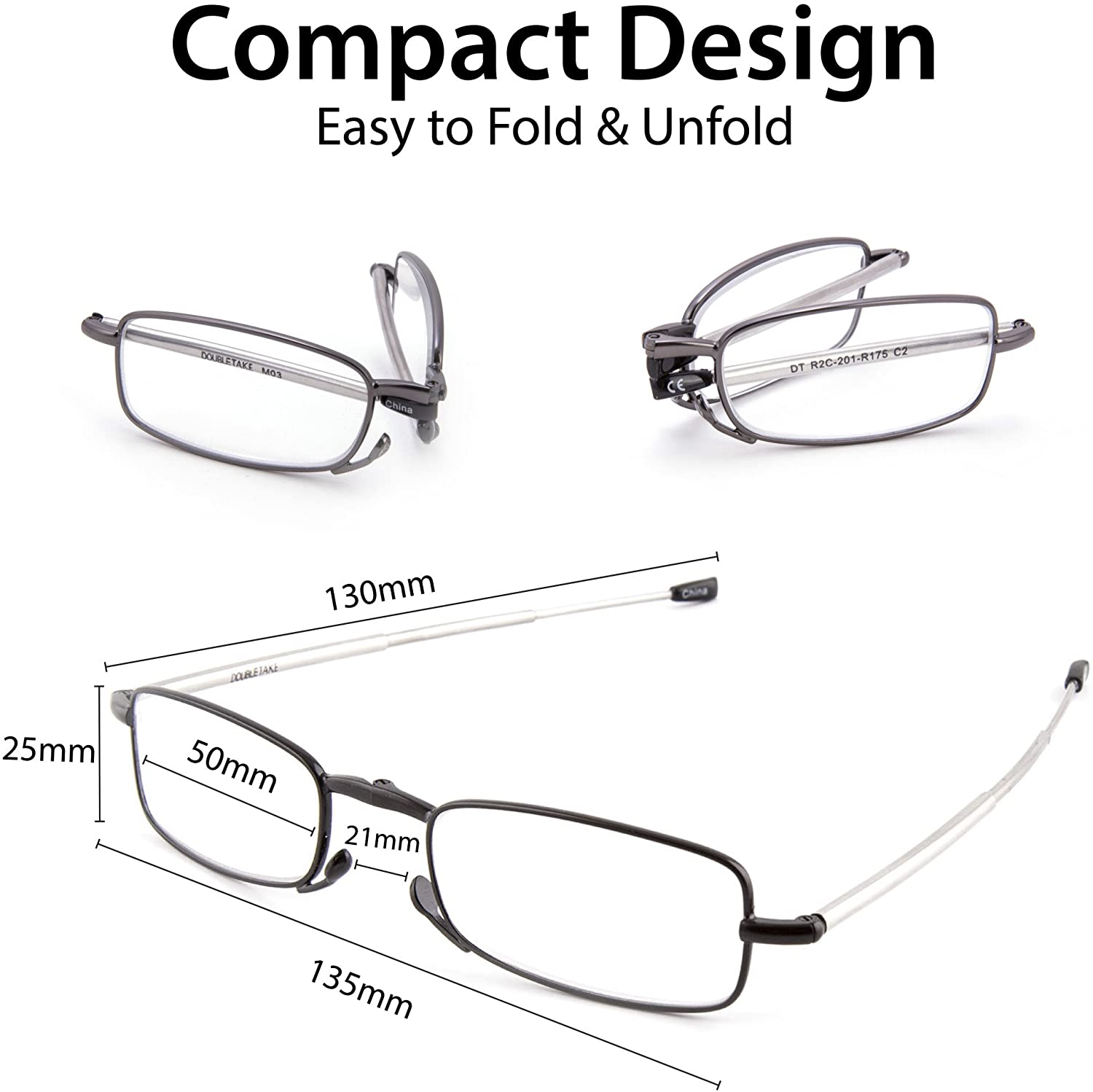 Doubletake Reading Glasses 2 Pairs Folding Readers Includes Glasses Case Ebay