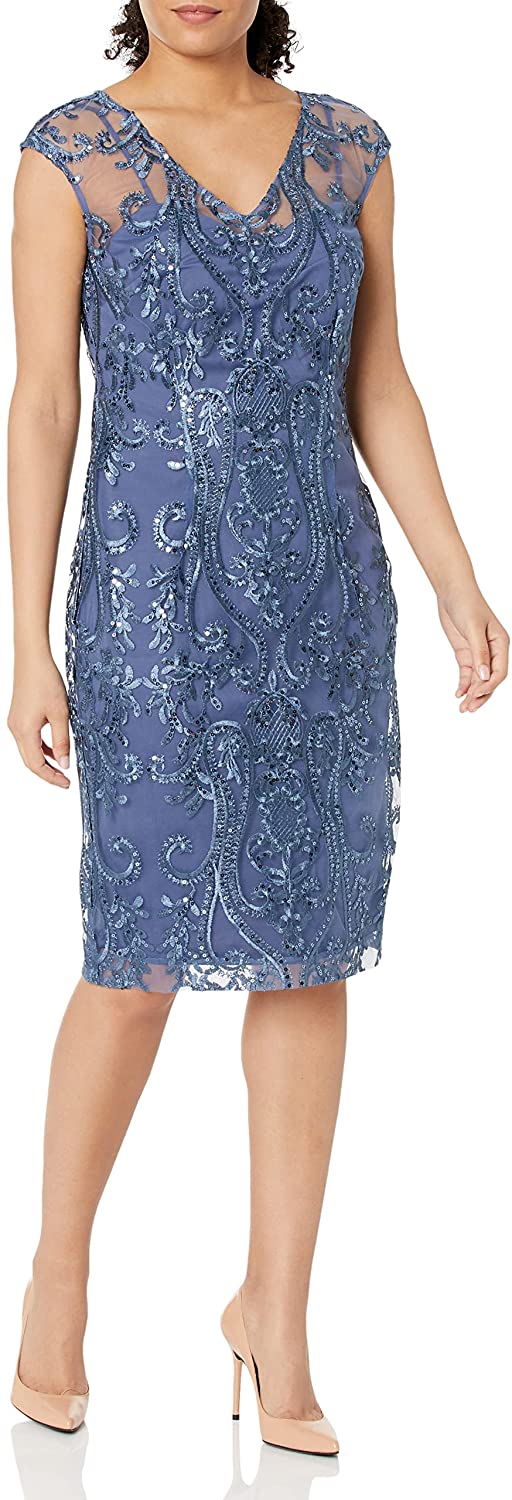 Alex Evenings Women s Short Shift Knee Length V Neck Dress Petite Regular