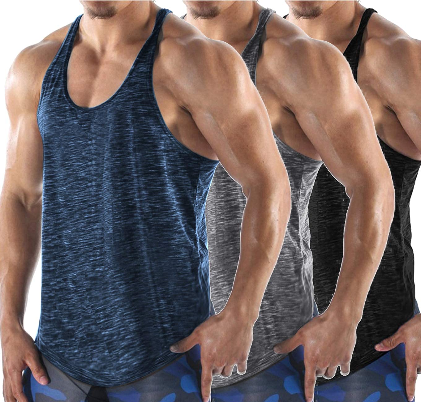 COOFANDY Herren Tank Top 3er Set Fitness Sport Ärmellos Achselshirts Workout Gym Bodybuilding Sleeveless Muskelshirt