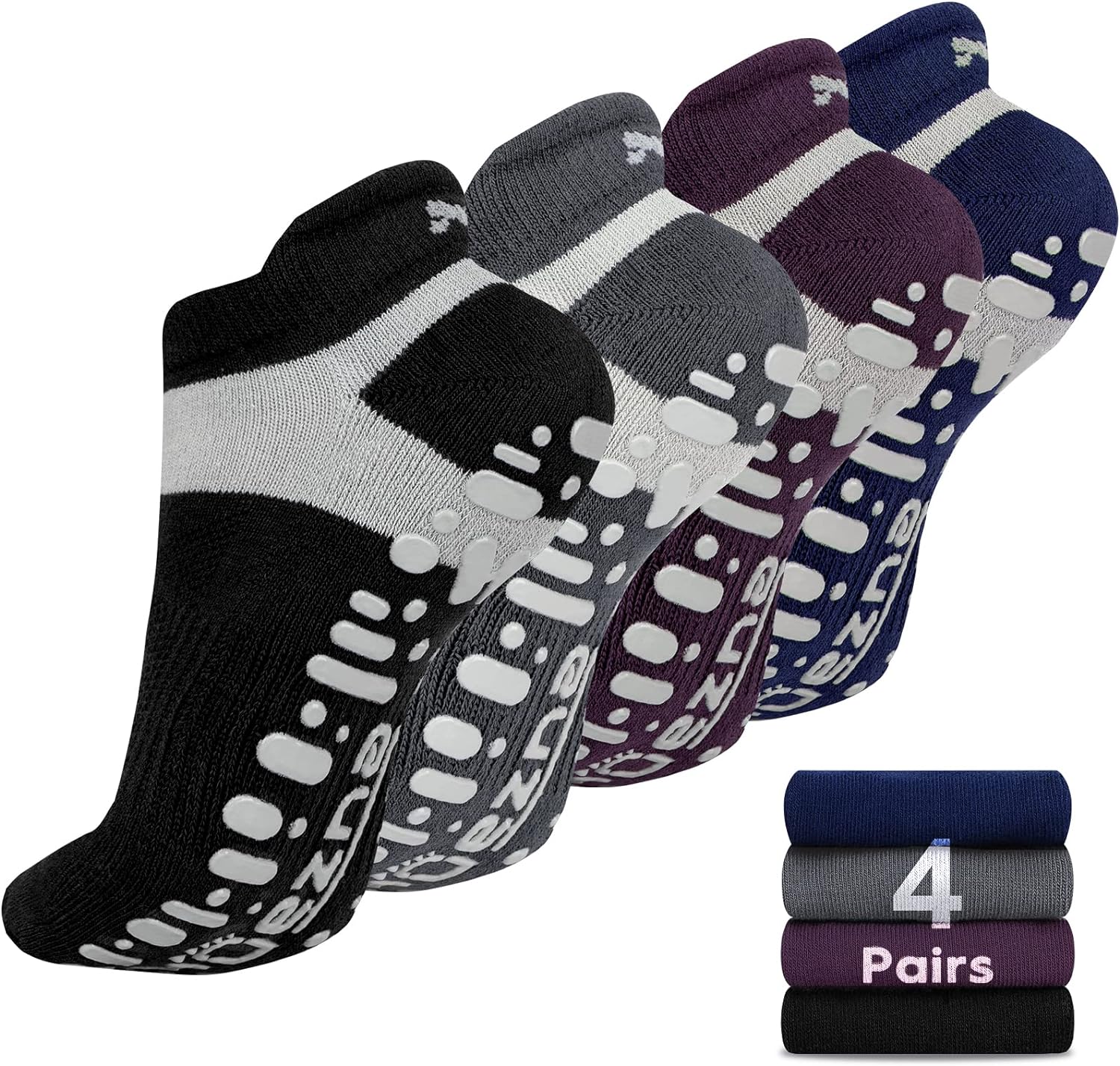 Muezna Non Slip Yoga Socks for Women, Anti-Skid Pilates, Barre,  Hospital Socks with Grips, Size 5-10 : Clothing, Shoes & Jewelry