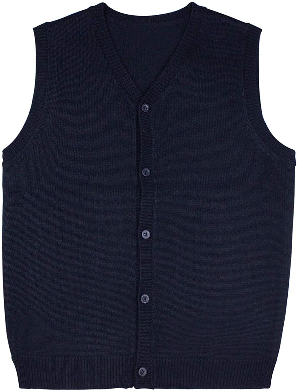 Mini Phoebee Men's Merino Wool Blend Relax Fit Sweater Vest V-Neck with Front Button 