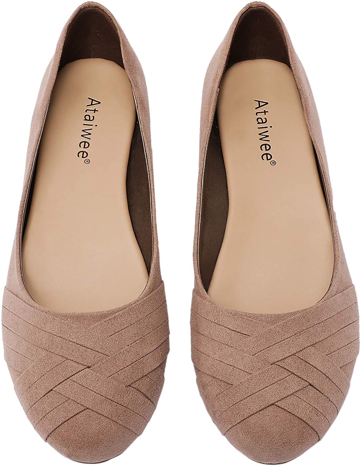 Ataiwee Women's Flat Shoes Comfortable Round Toe Classic Cute Slip-on Ballet Flats. 