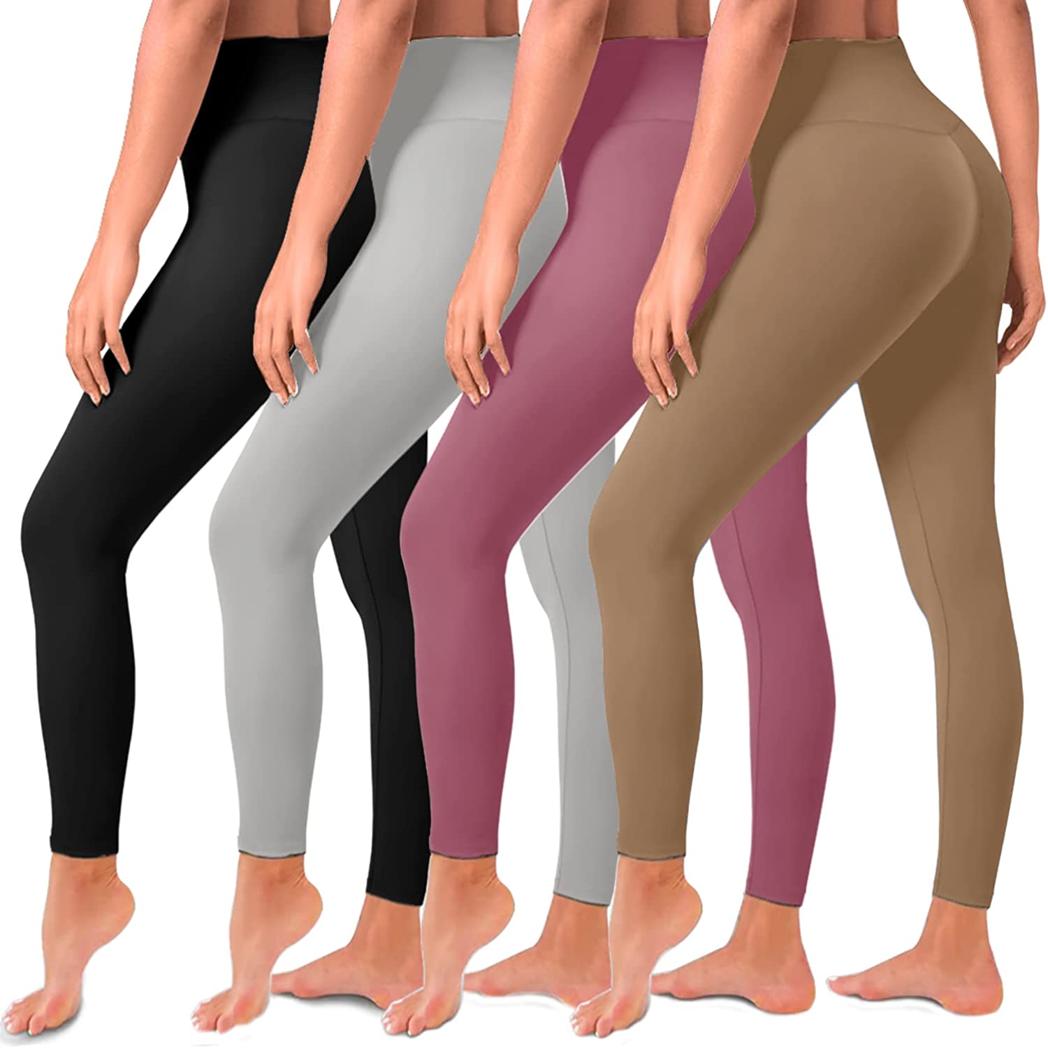 4 Pack Leggings for Women Butt Lift High Waisted Tummy Control
