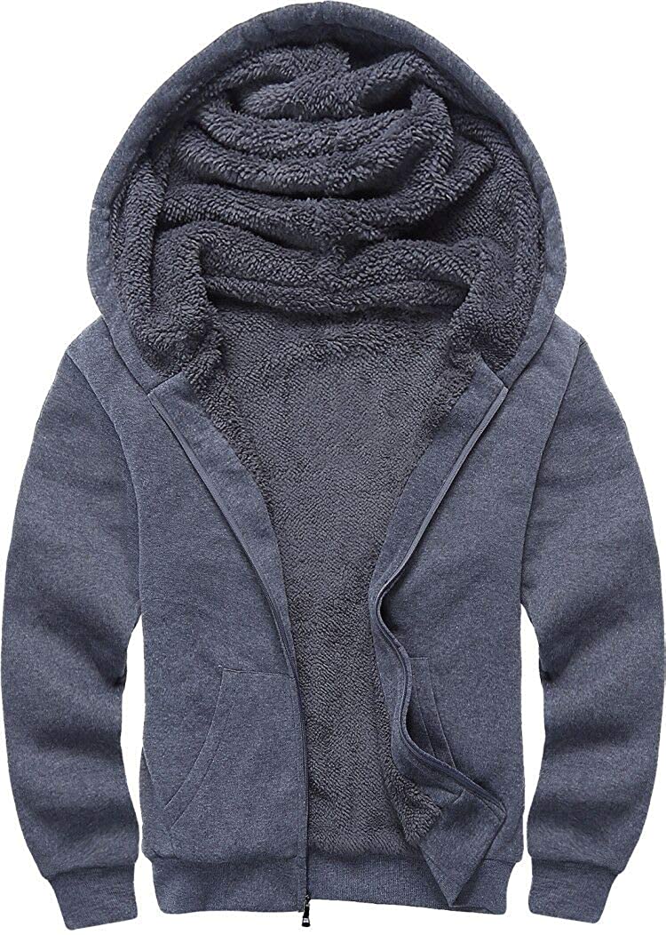 Full Zip Up Thick Sherpa Lined GEEK LIGHTING Hoodies for Men Heavyweight Fleece Sweatshirt 