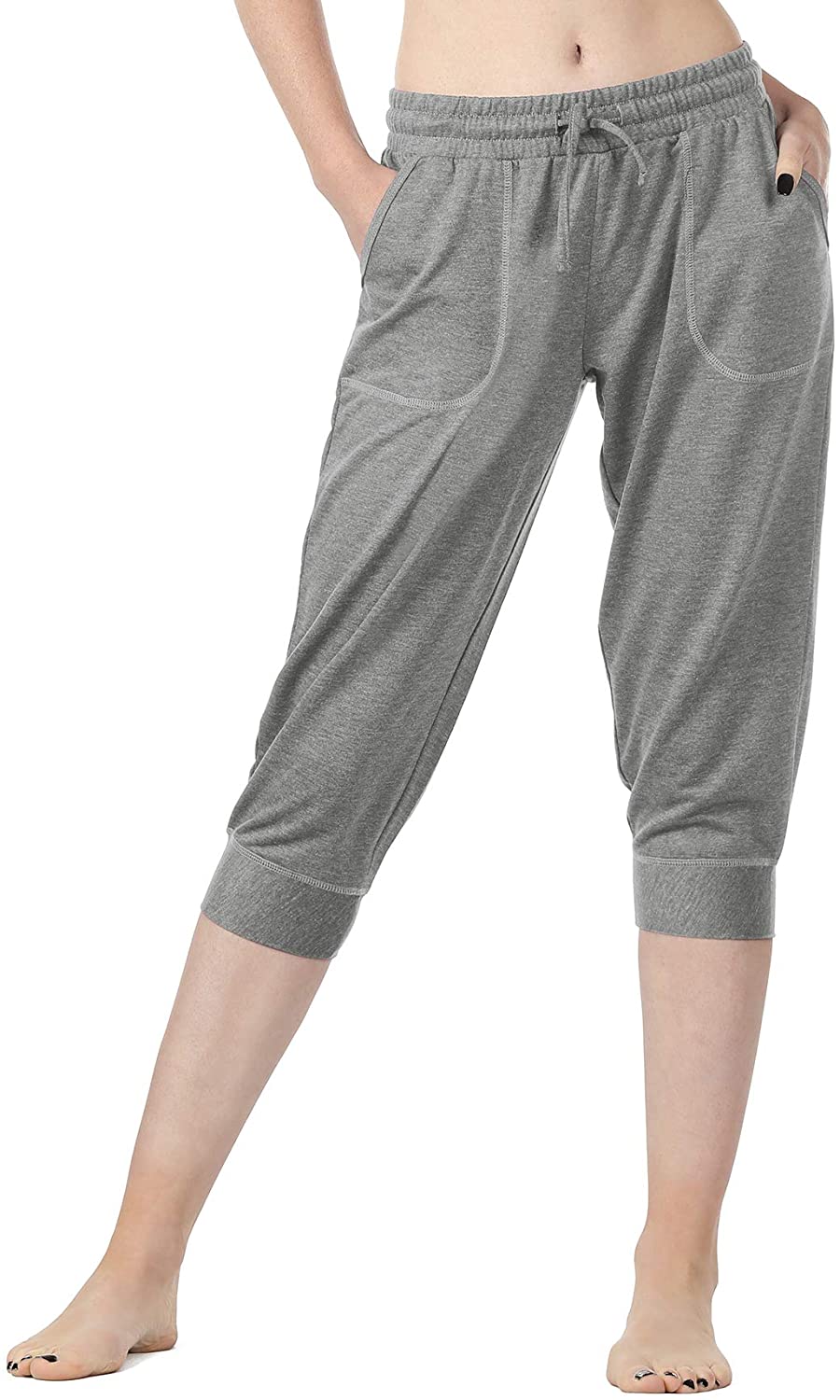 Icyzone Women's French Terry Jogger Lounge Sweatpants Active Capri Pants  For Women, Jogger Capri Womens
