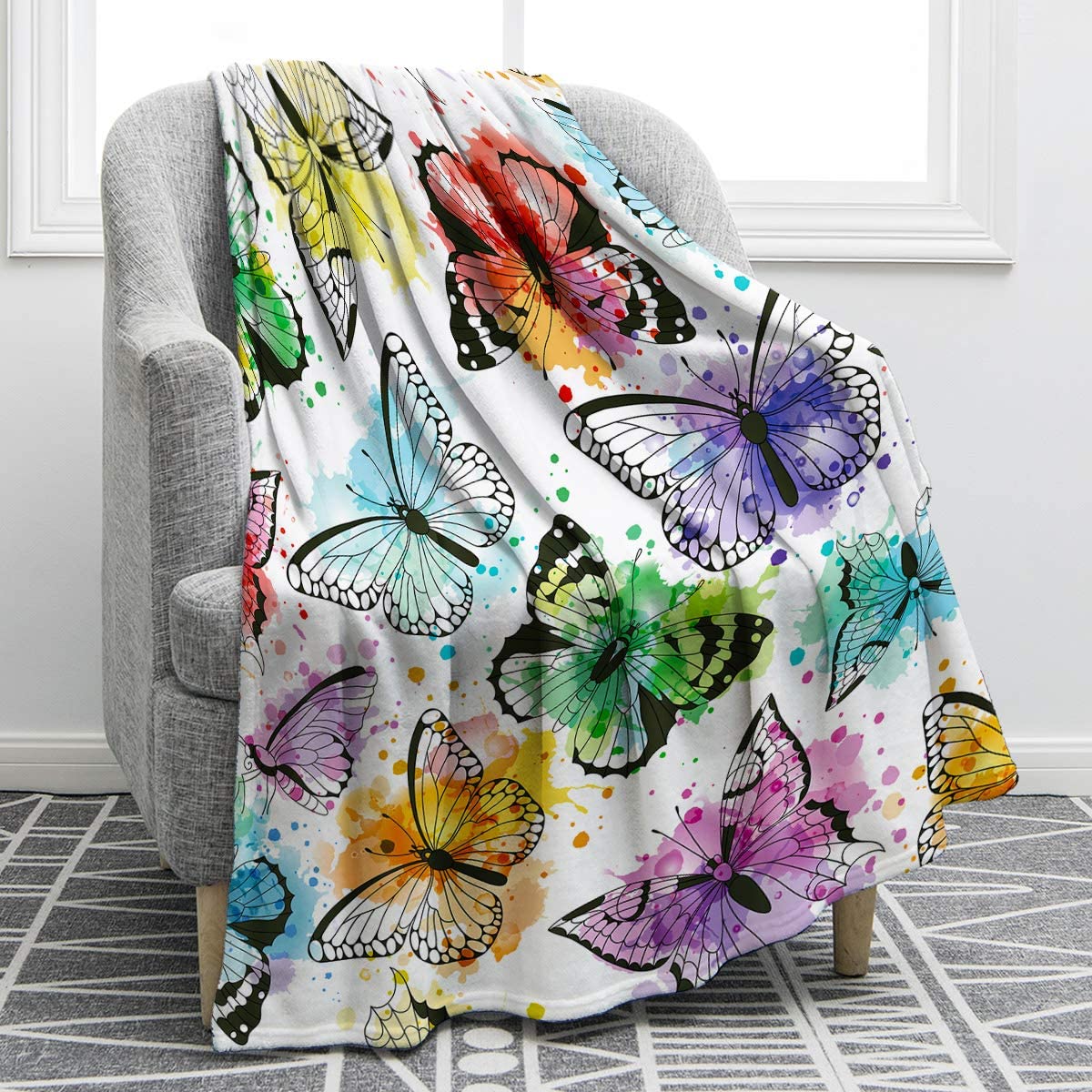 thumbnail 7  - Jekeno Butterfly Throw Blanket Smooth Lightweight Soft Print Blanket for Travell