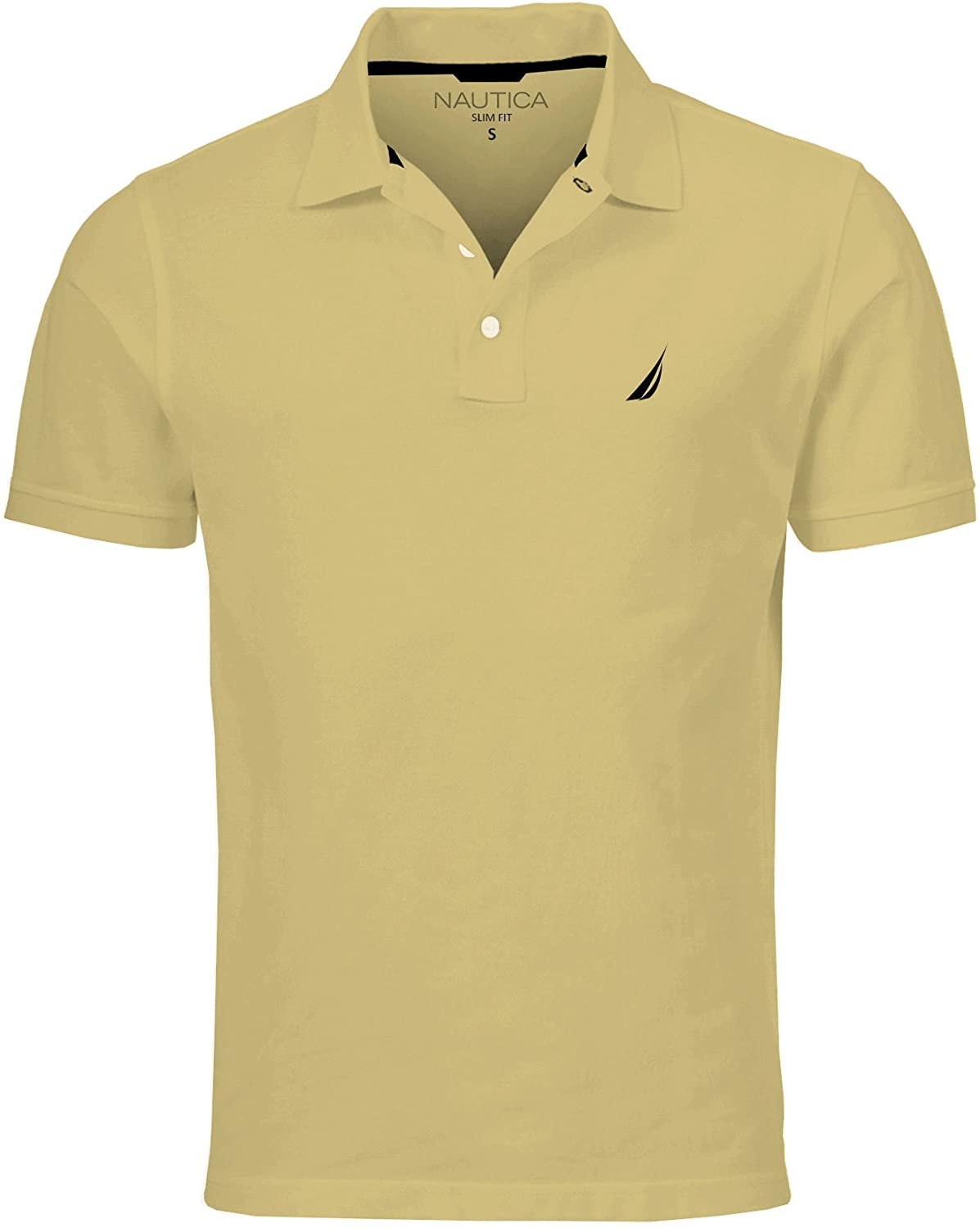 Nautica Men's Slim Fit Short Sleeve Solid Pique Logo Polo Shirt