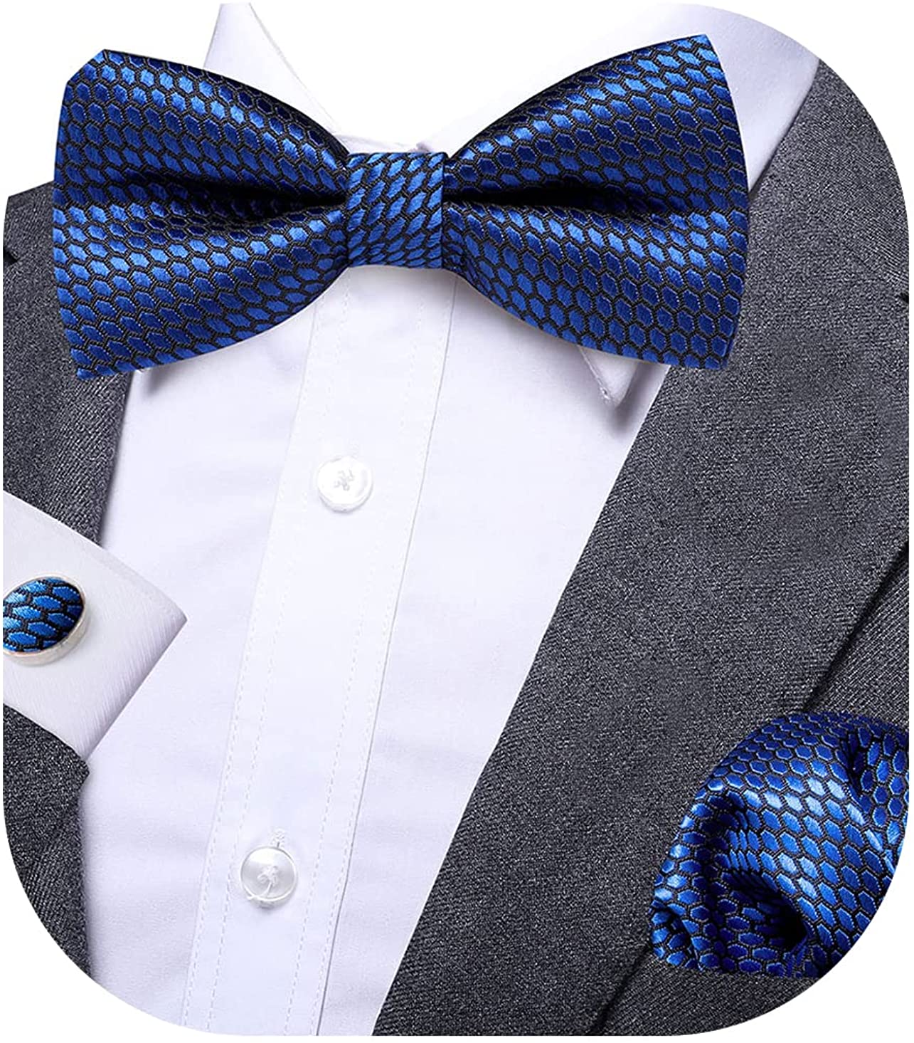 Dubulle Mens Silk Bow Tie and Pocket Square Set for Wedding Tuxedo …