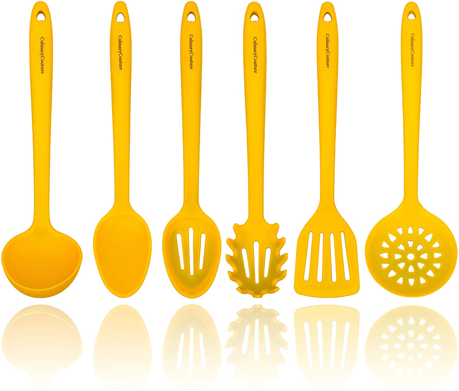 Yellow Silicone Cooking Utensils Set – Sturdy Steel Inner Core – Spatula, Mixing
