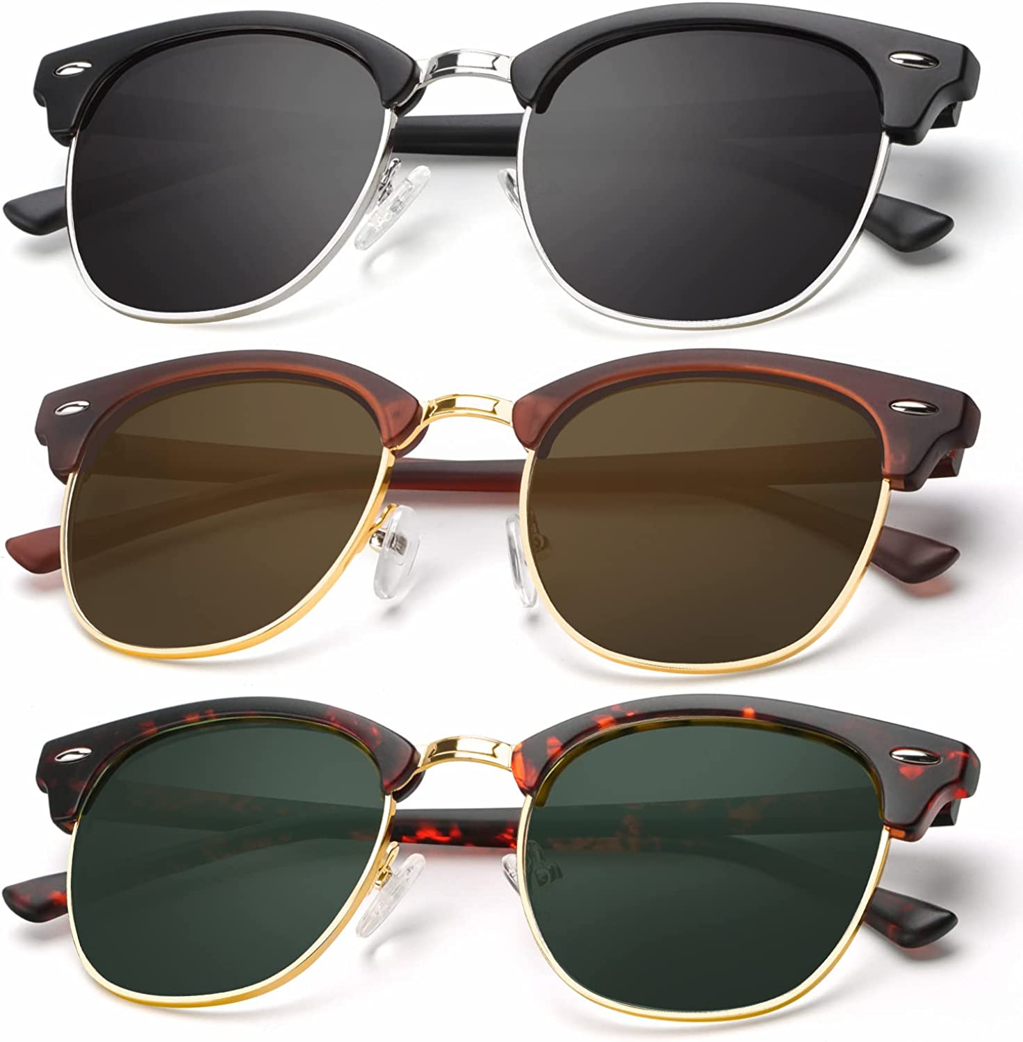 KALIYADI Sunglasses Men Polarized Sunglasses for Men Women Unisex  Semi-Rimless F