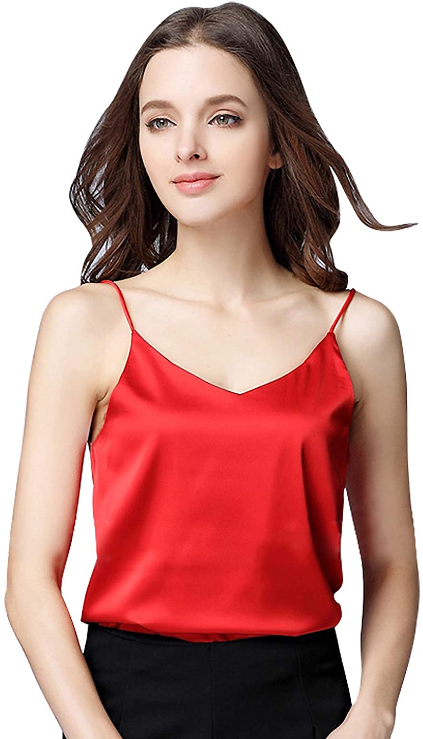  Tank-Tops Women-Amiley, Tank Tops for Women, V Neck Silk Summer  Satin Sleeveless Blouse Basic Camisole Shirts (Beige, XL) : Home & Kitchen