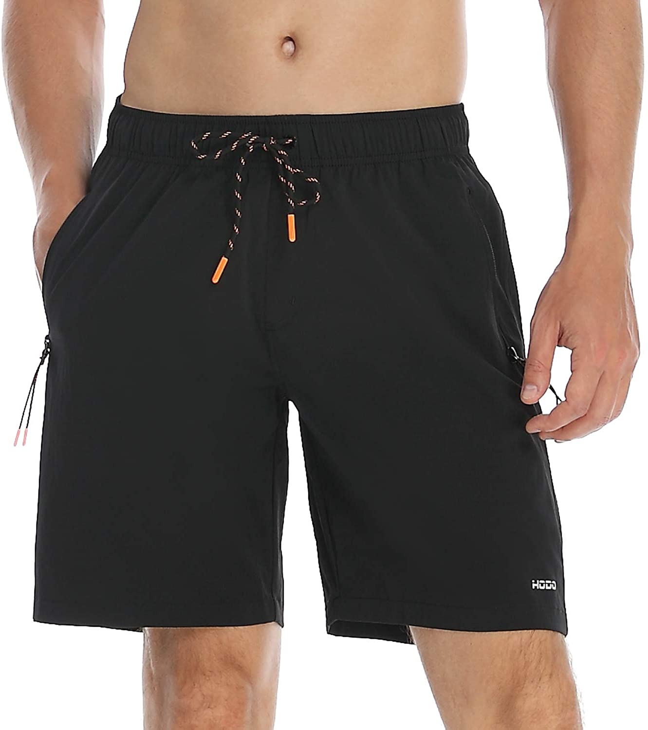 P&E Mens Pocket Prited Elastic Waist Drawstring Summer Beach Shorts