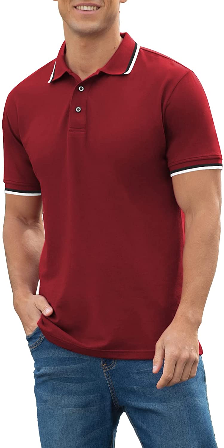 NITAGUT Mens Polo Shirts Short Sleeve Summer Cotton Classic Fit Polo ...